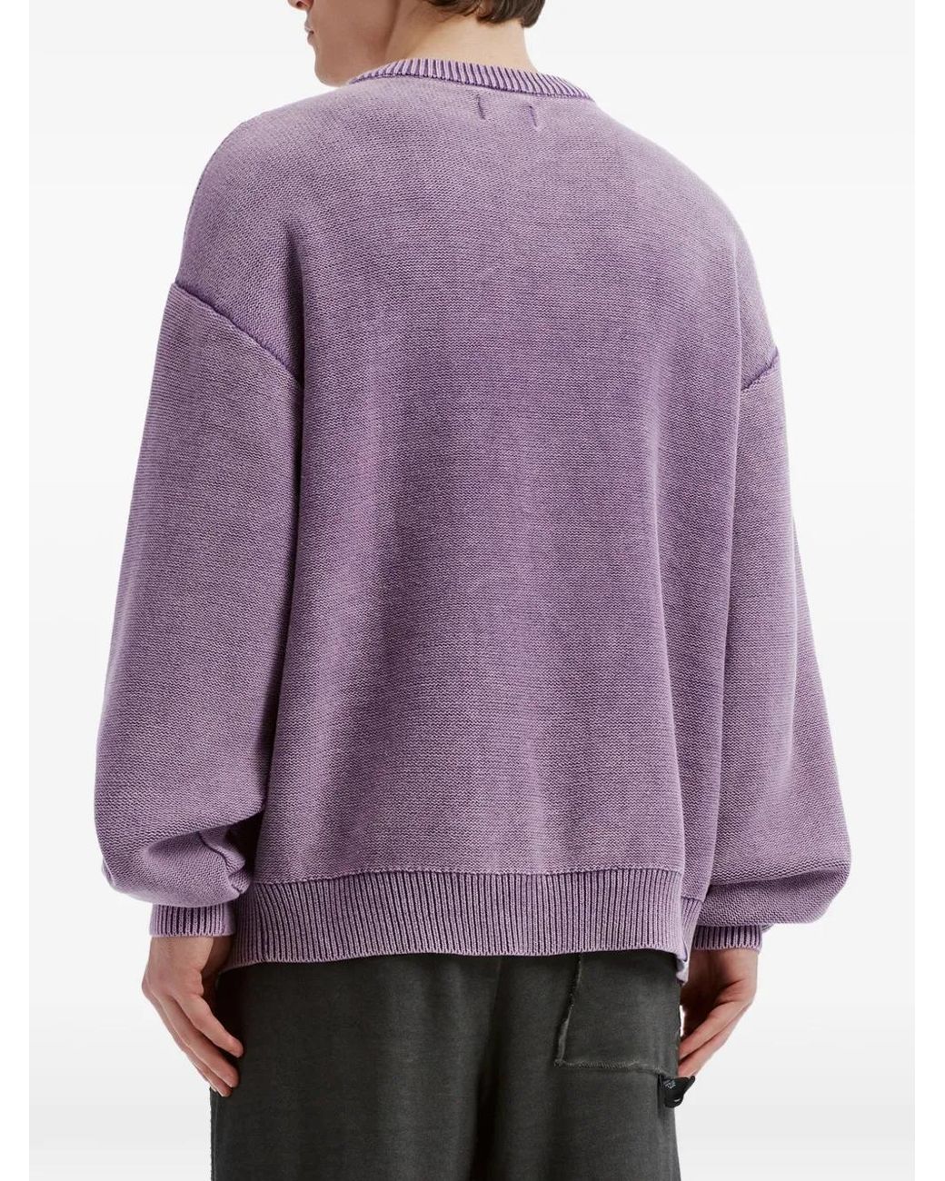 Izzue Purple Logo-Embossed Cotton Sweater for men