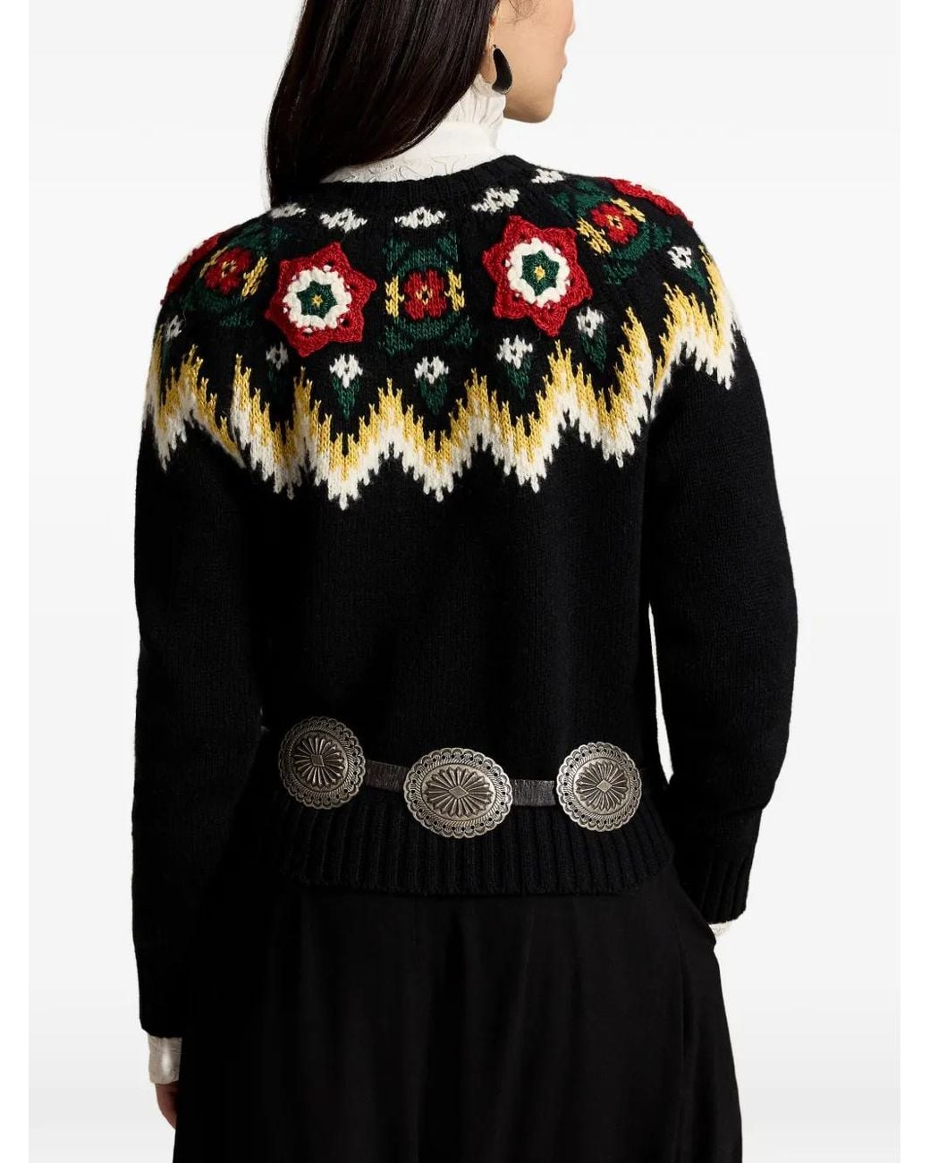 Polo Ralph Lauren Black Floral-Yoke Sweater