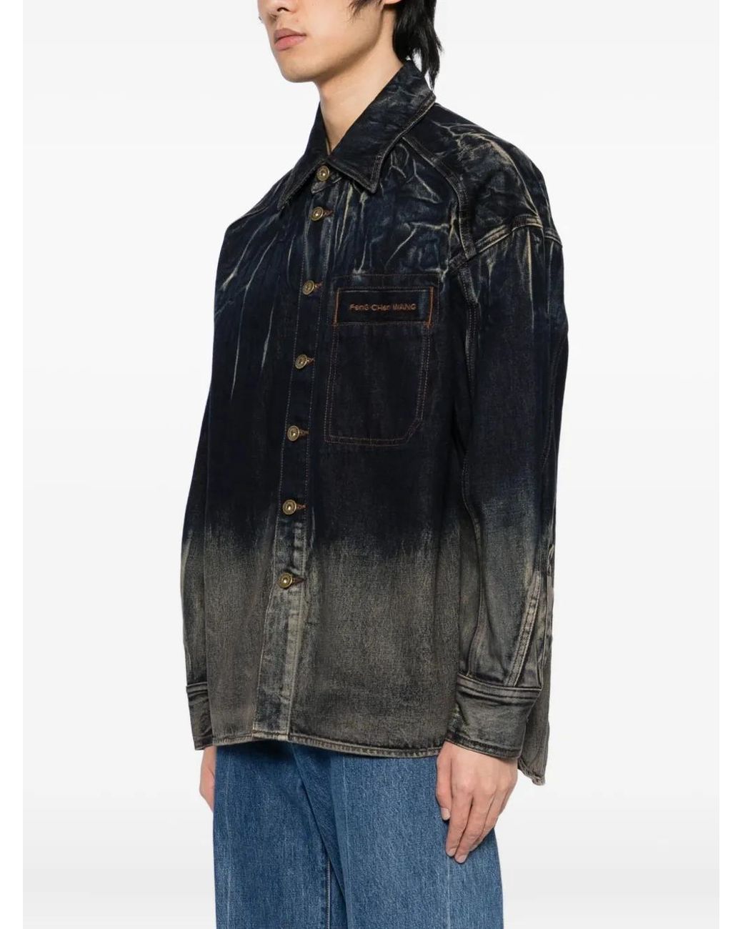 Feng Chen Wang Black Gradient Denim Jacket for men