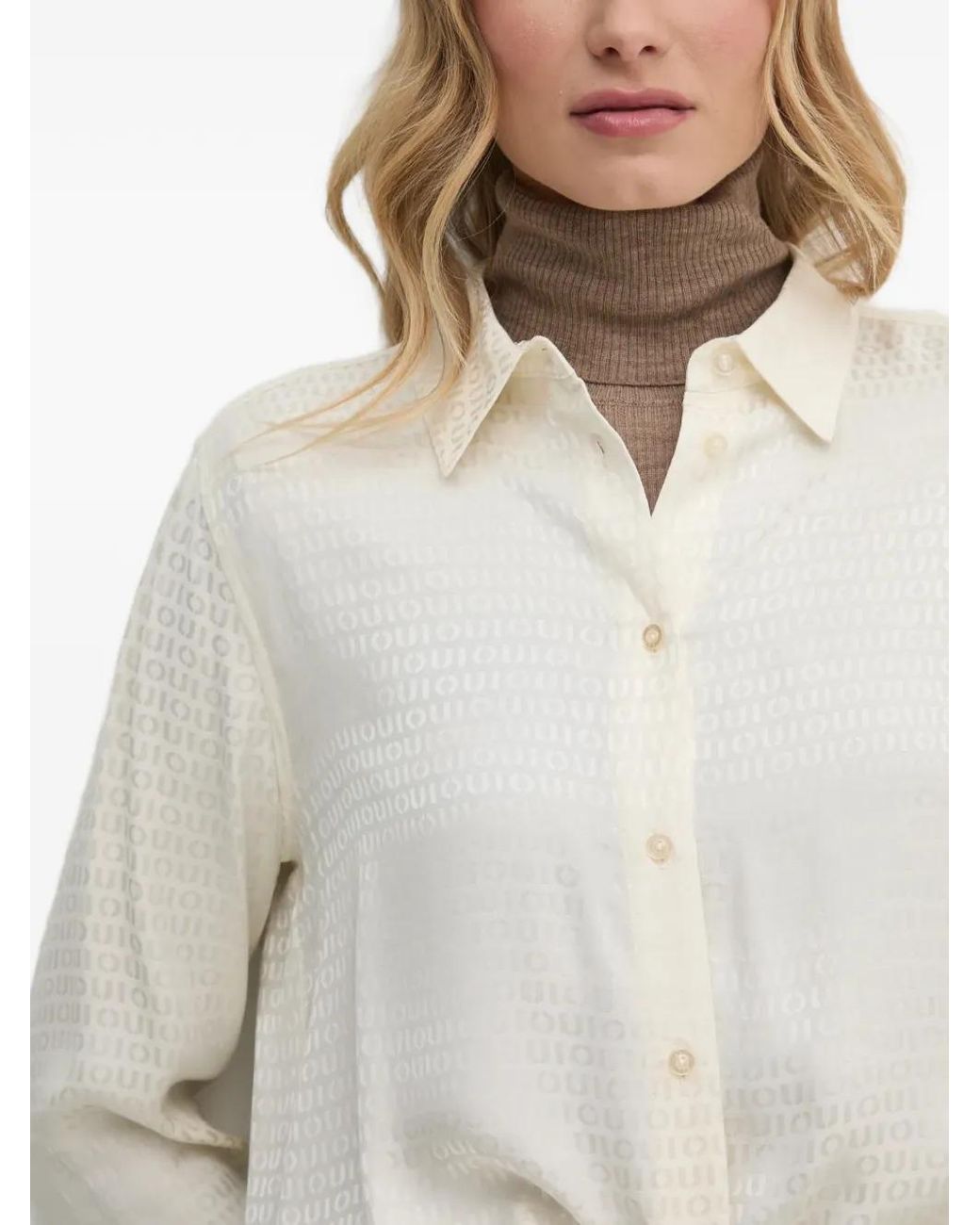 Ouí White Buttoned Patterned Shirt