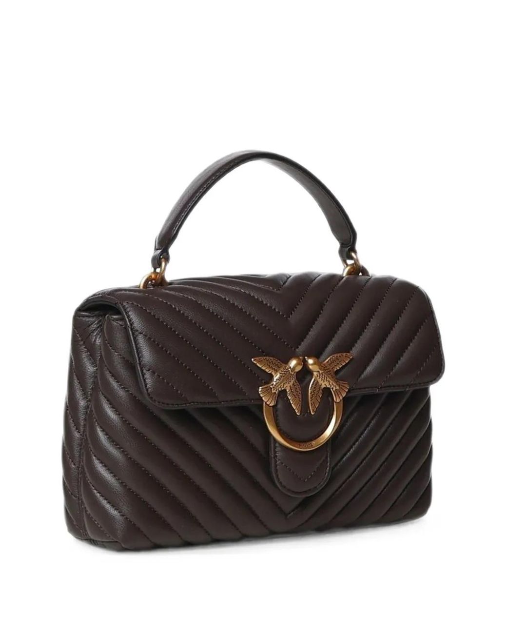 Pinko Black Mini Love Lady Puff Chevron-Quilted Tote Bag