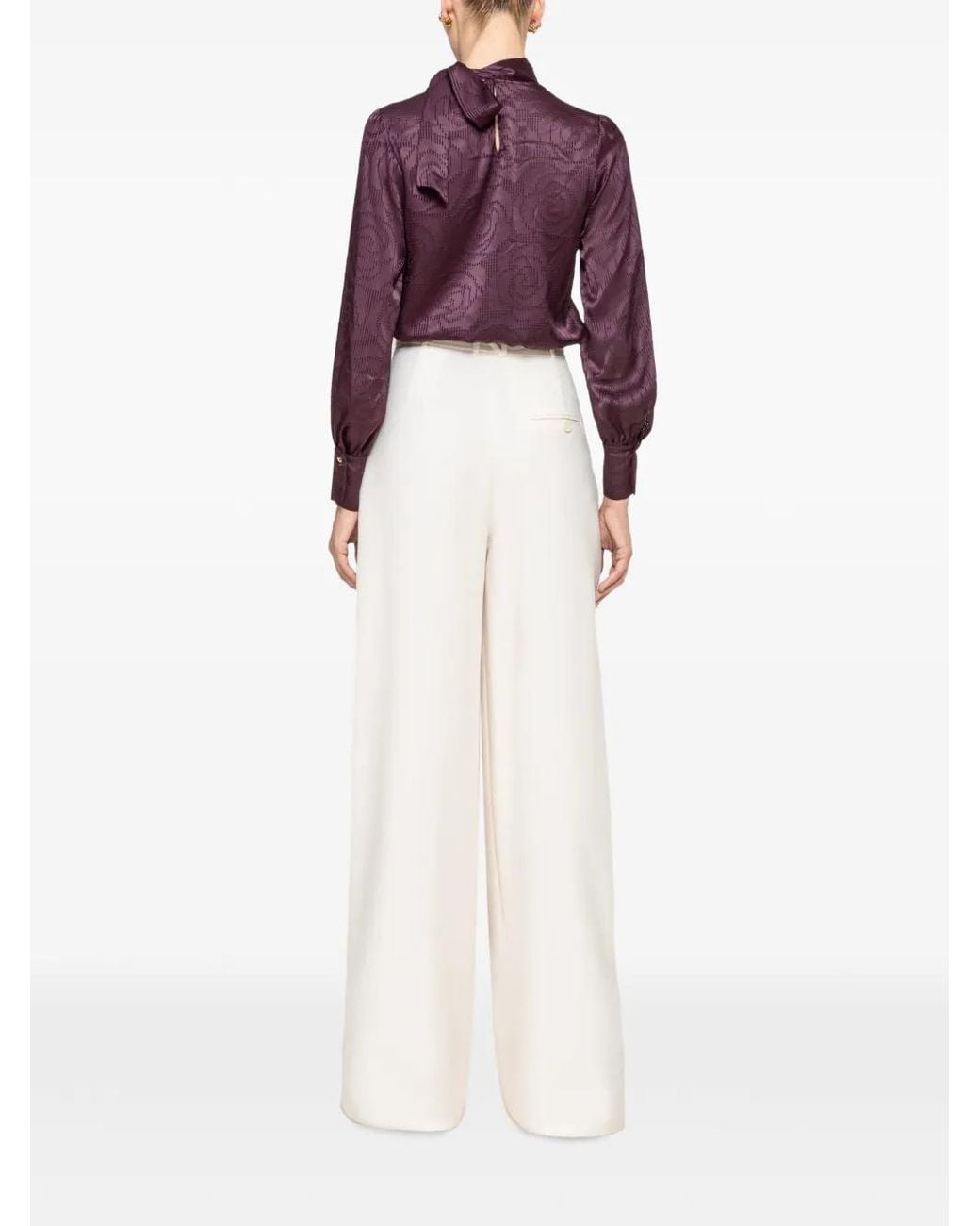 Nissa Purple Satin Viscose Top