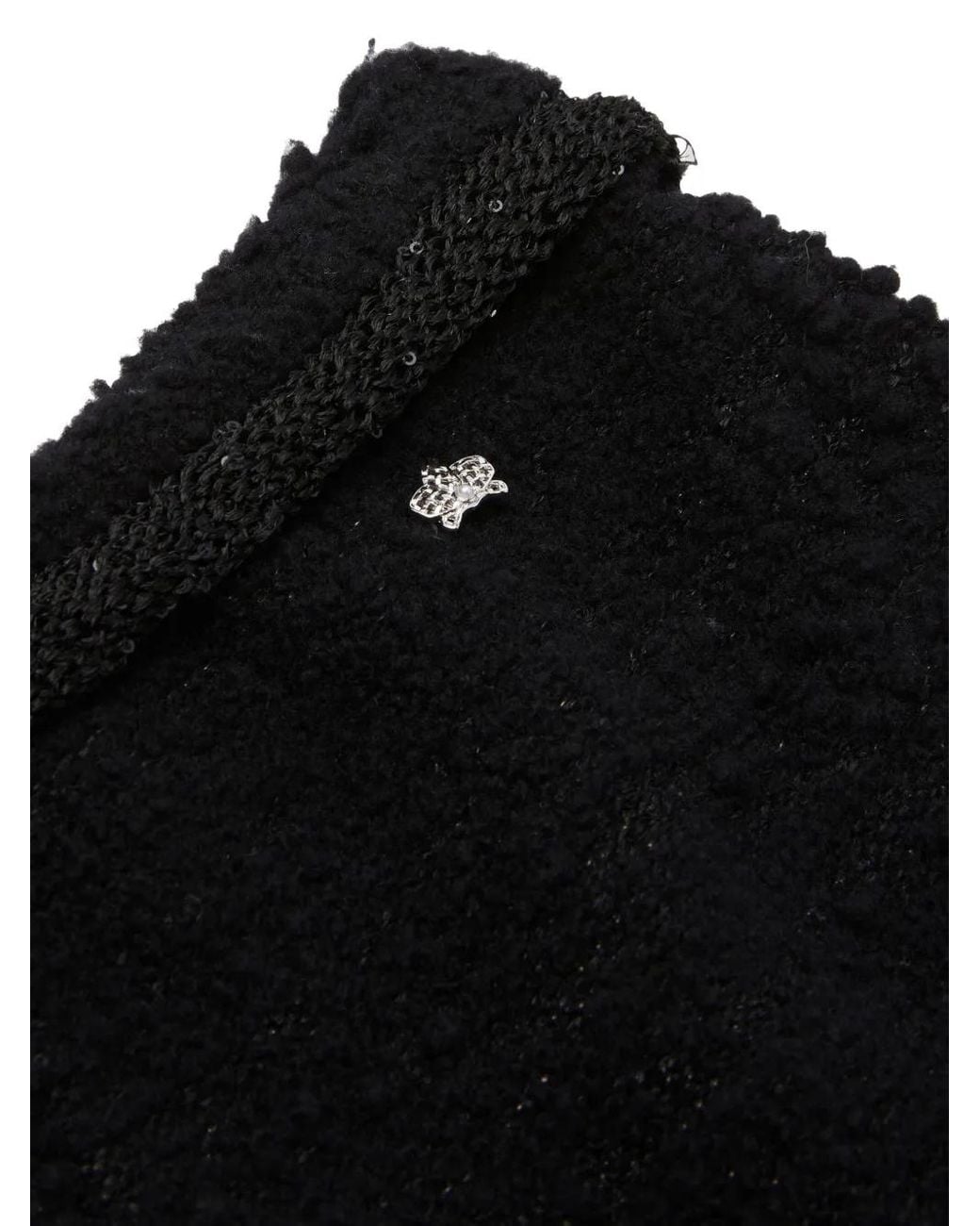Genny Black Sequin-Embellished Tweed Shorts