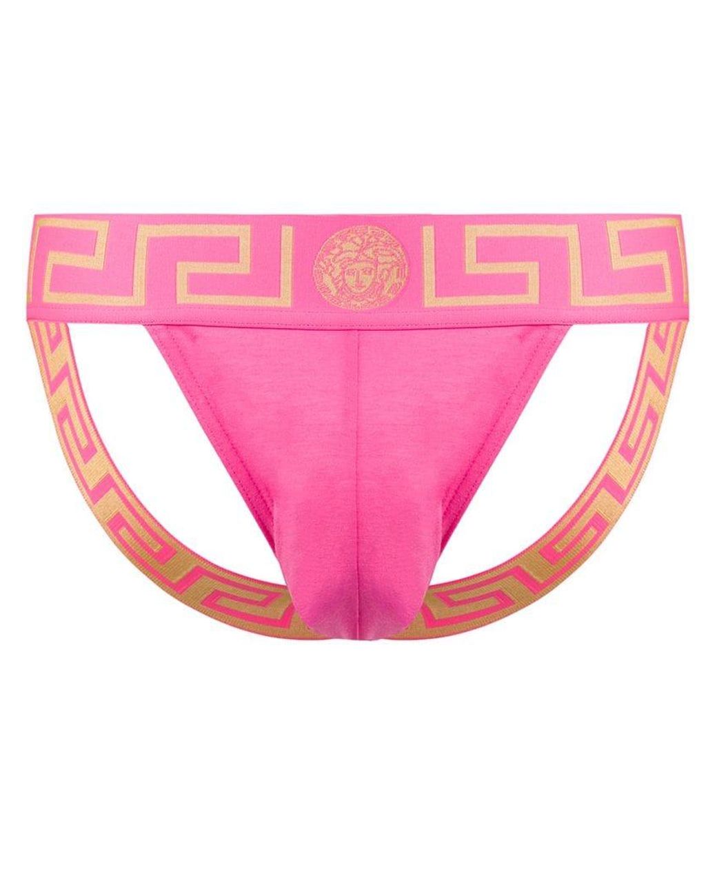 Versace Greek Key Low-rise Jock Strap in Pink for Men