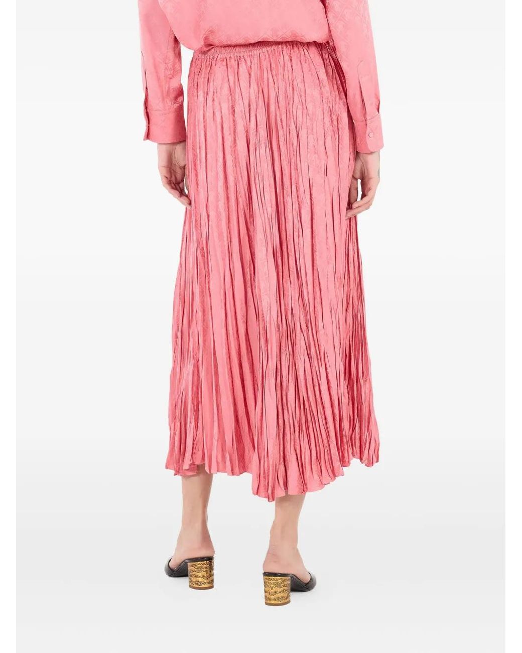 Roberto Cavalli Pink Pleated Midi Skirt