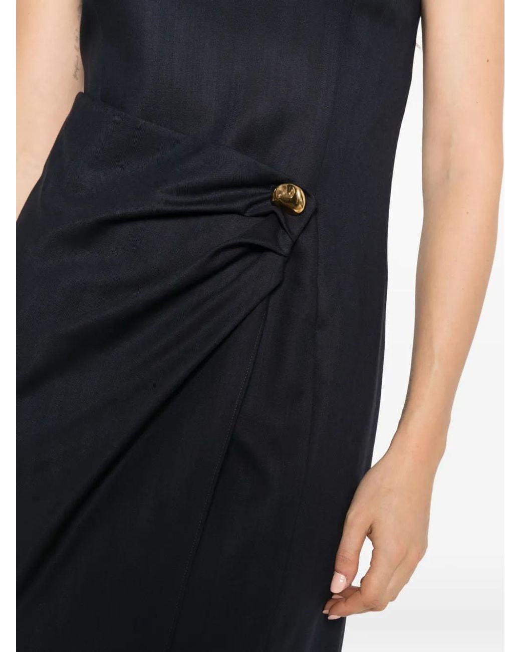 Marella Blue Draped Asymmetric Mini Dress