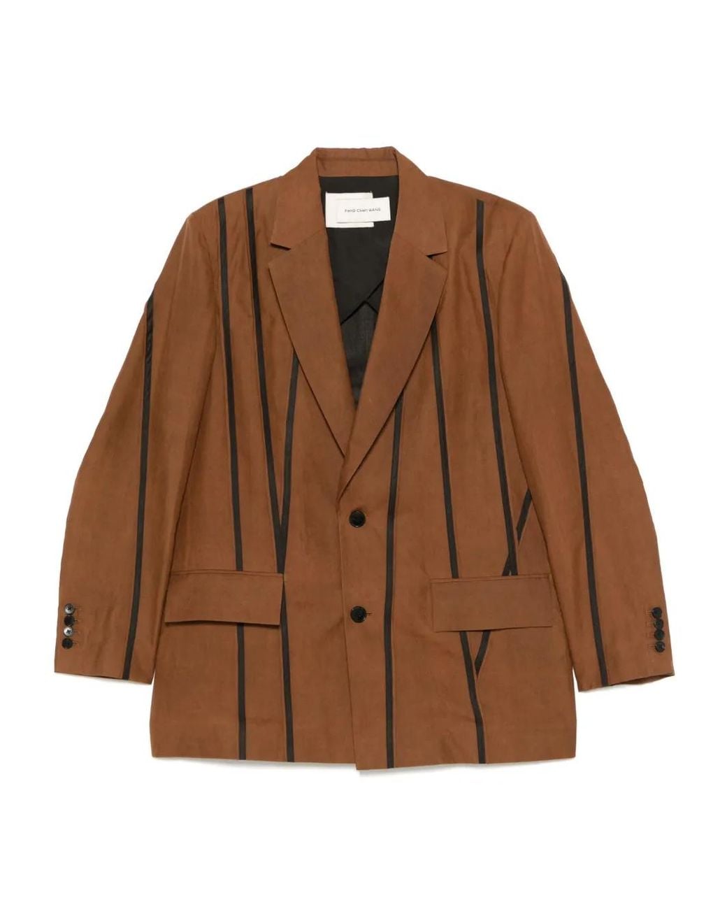 Feng Chen Wang Brown Stripe-Detail Blazer for men