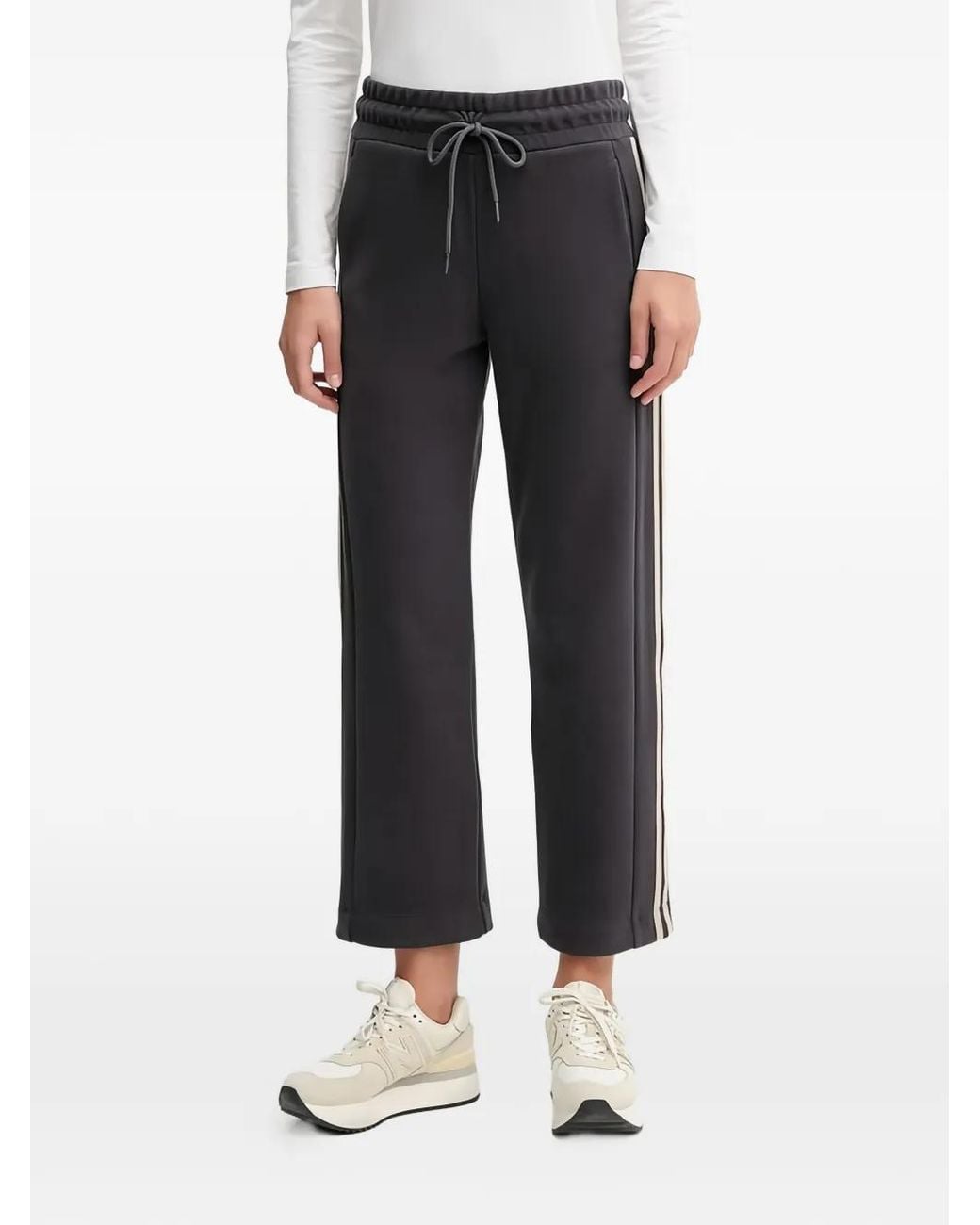 EA7 Black Drawstring Cropped Track Pants