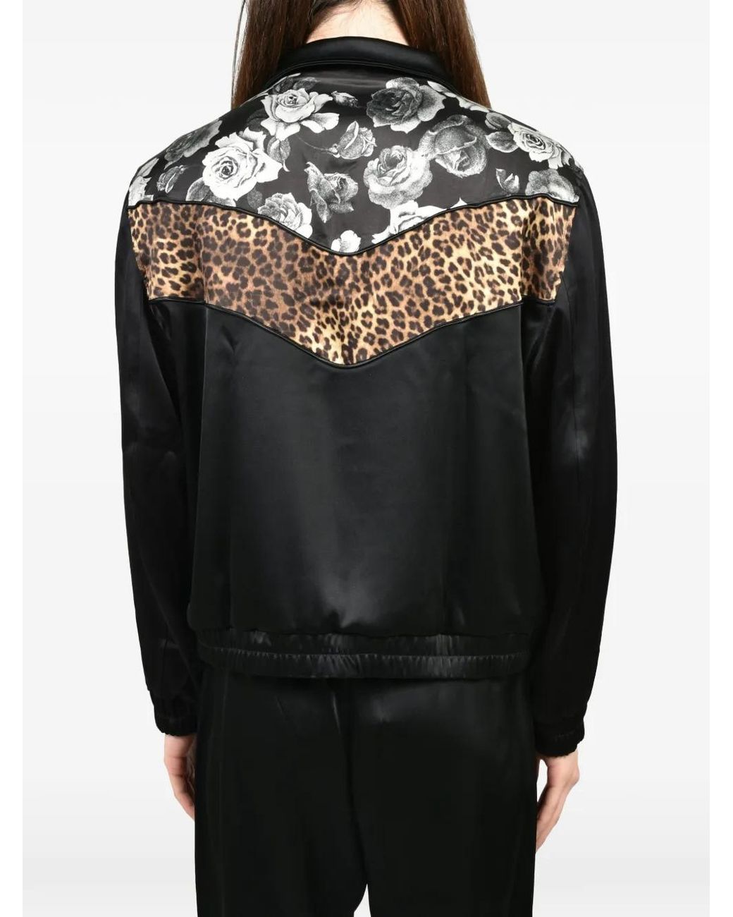 Ernest W. Baker Black Cheetah Rose Track Jacket for men