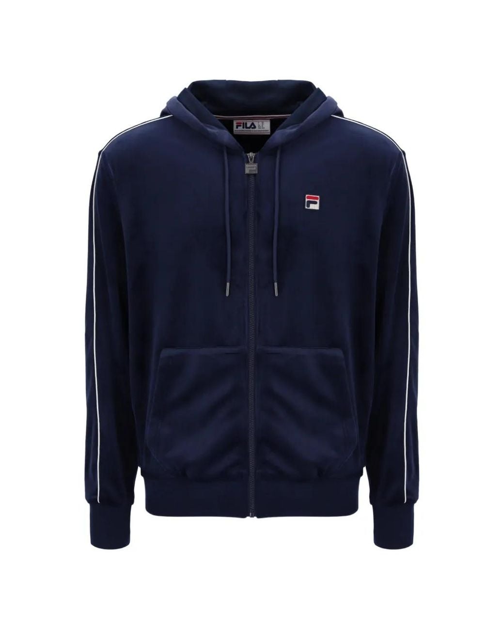 Fila Blue Italo Velour-Piping Hoodie for men