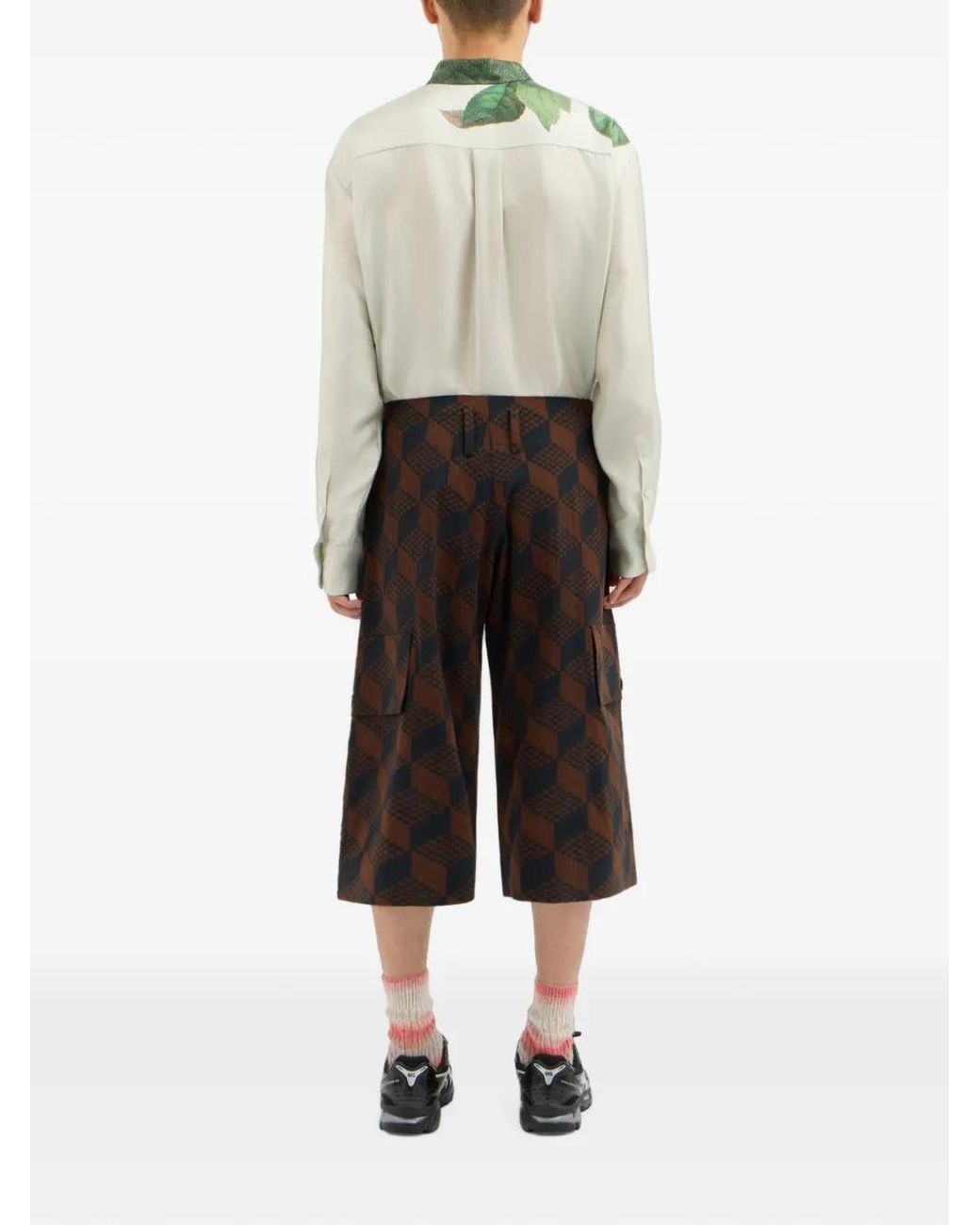 Pierre Louis Mascia Black Dylan Geometric-Pattern Cargo Shorts for men