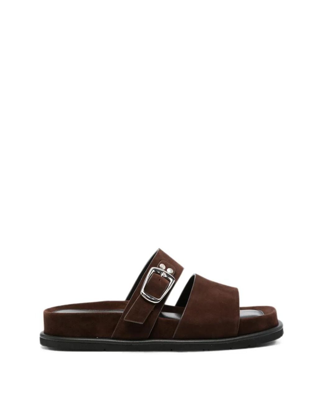 ADRIANNA FERETTI Brown Buckle-Fastening Suede Sandals