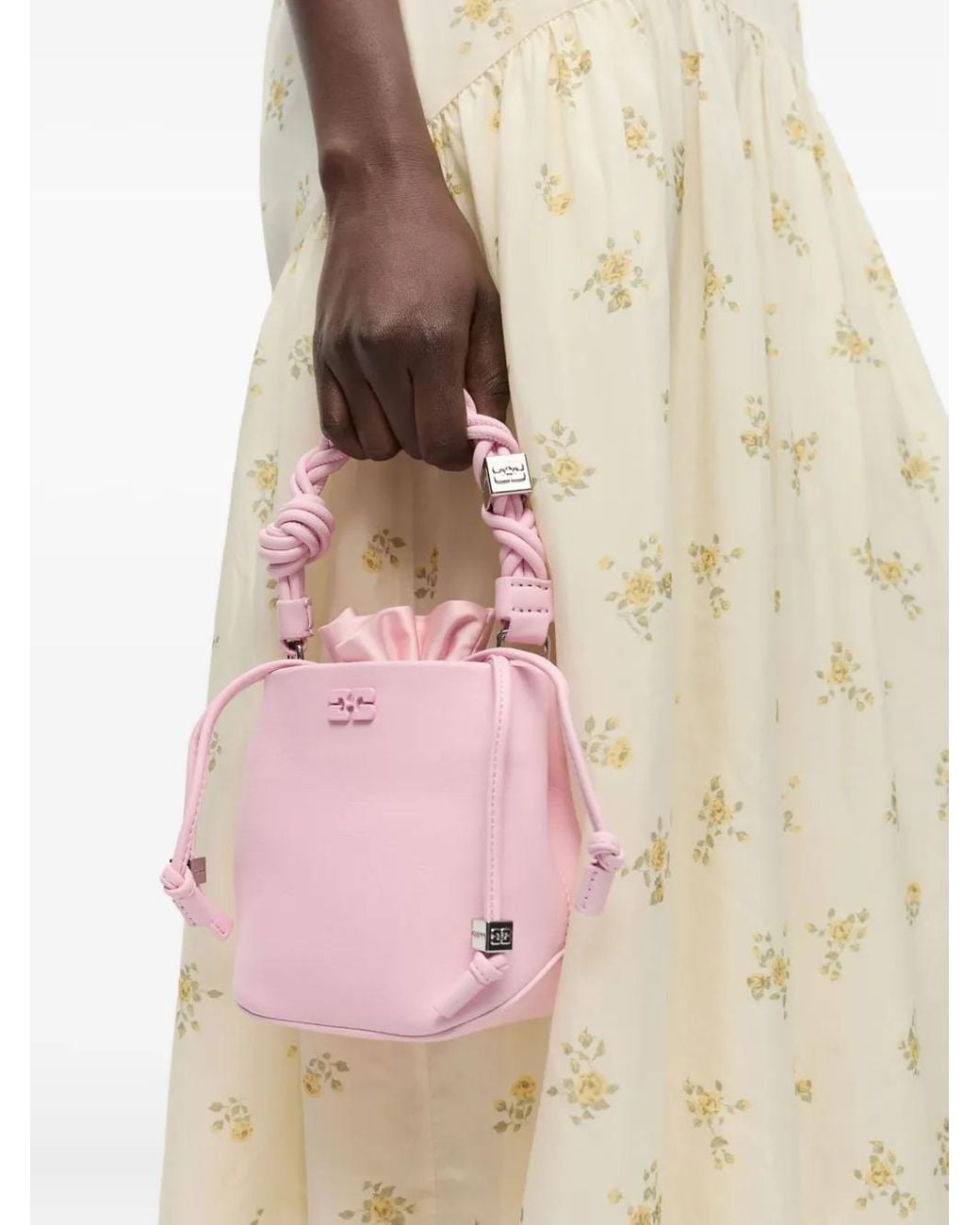 Ganni Mini Bou Bucket Bag in Pink | Lyst