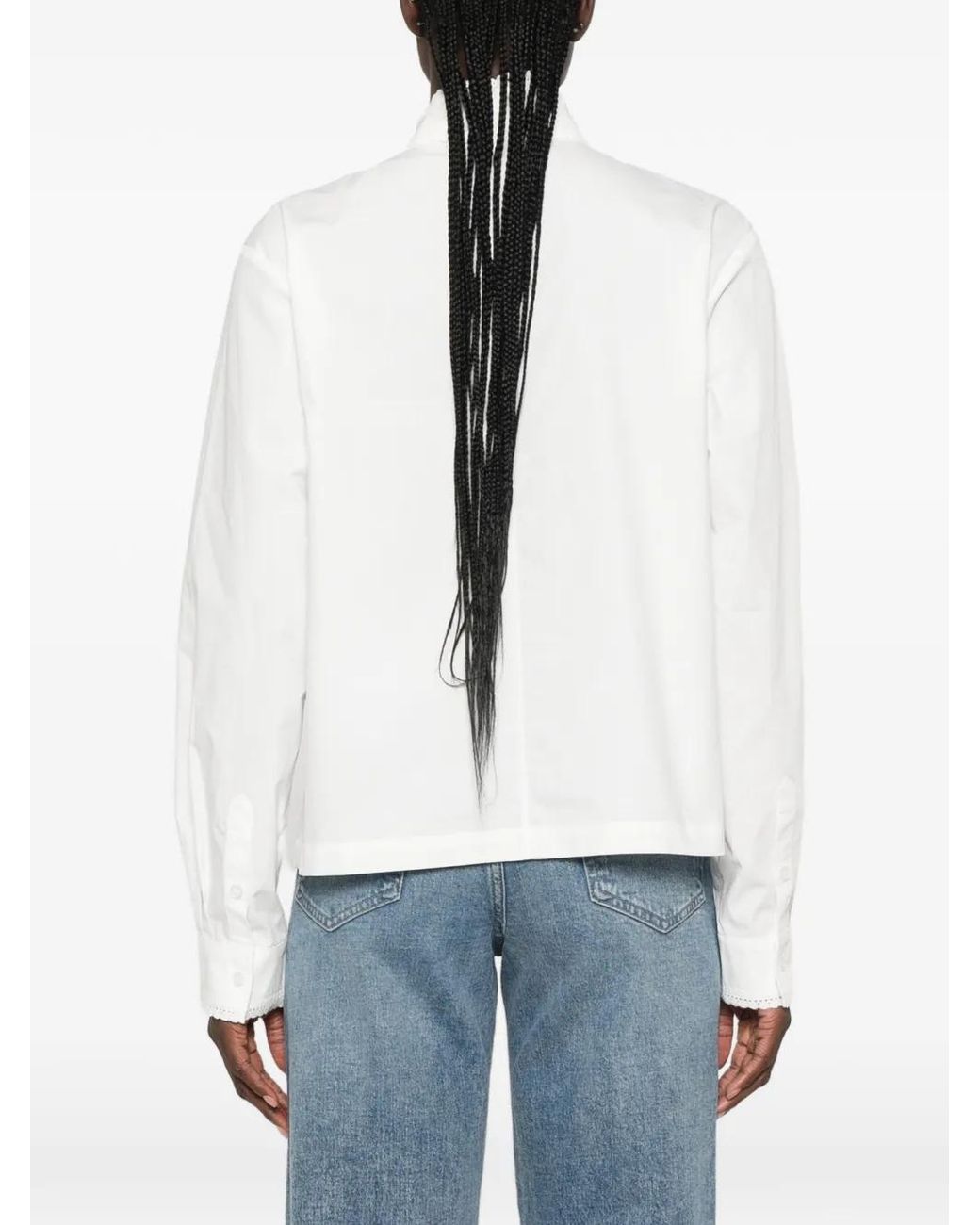 Maje White Chemise À Col Lavallière