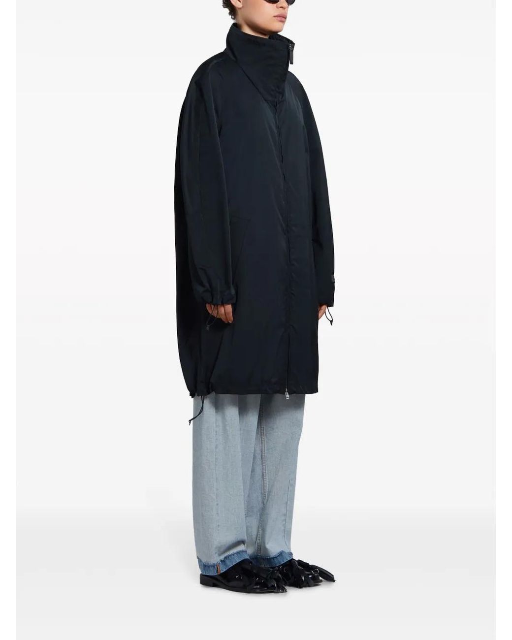 Marni Blue Raglan-Sleeve Zip-Up Coat