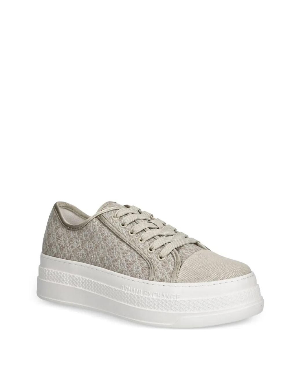 ARMANI EXCHANGE White Monogram-Print Platform Sneakers