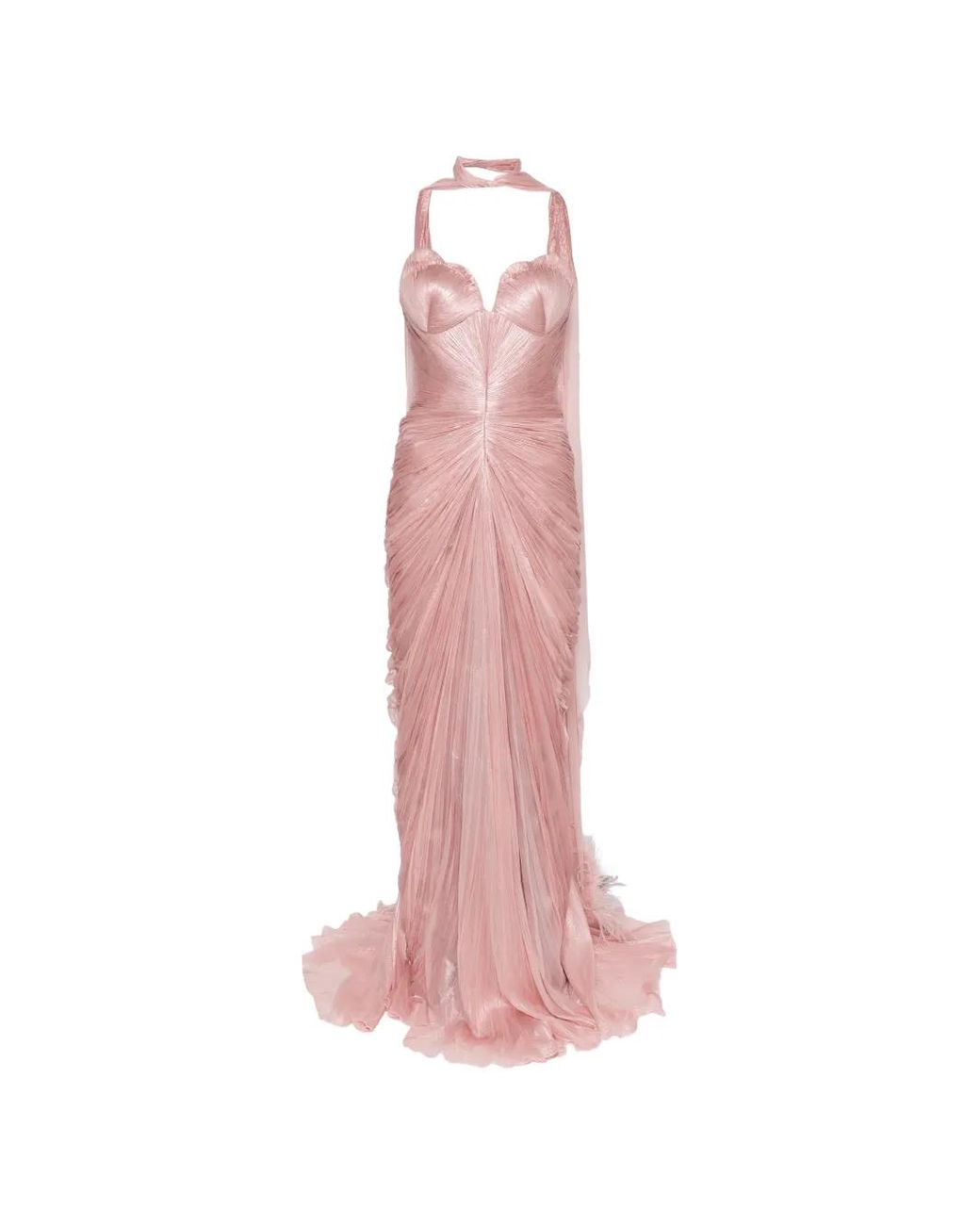 IRIS SERBAN Pink Ruched Strapless Maxi Dress