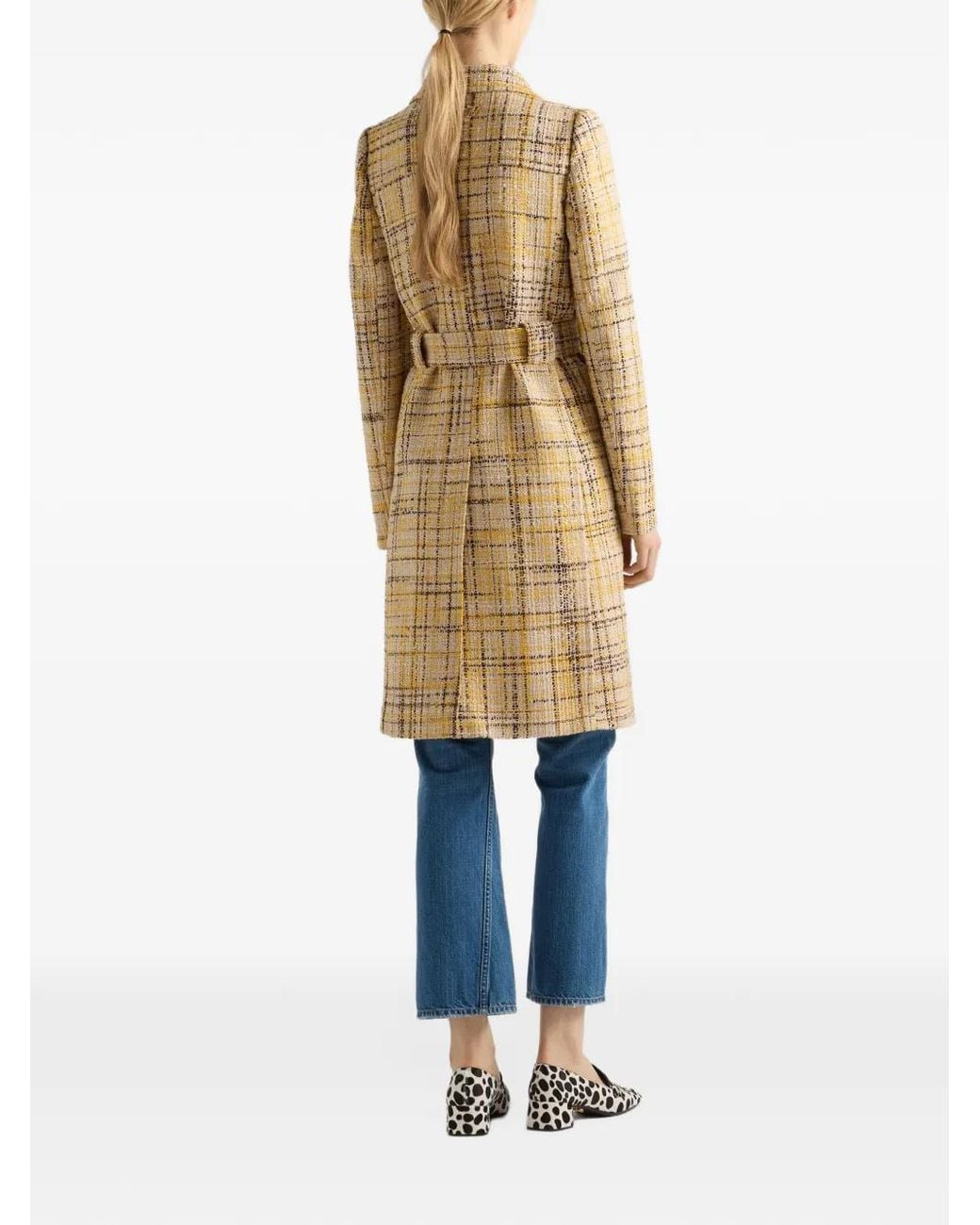 Prada Natural Single-Breasted Tweed Coat