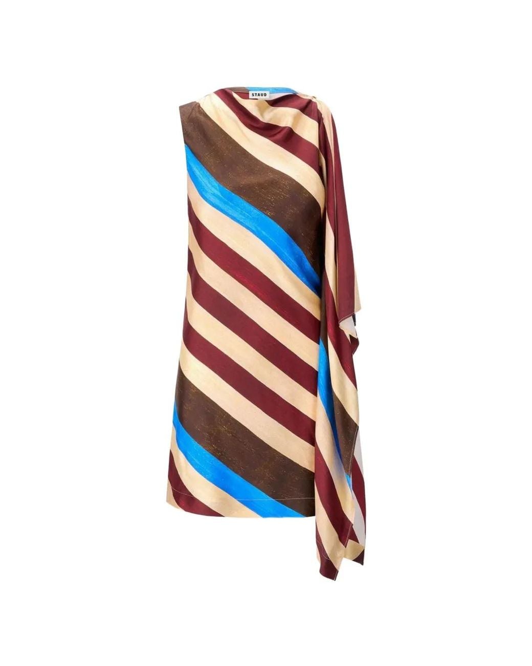 Staud White Sabina Striped Silk Dress