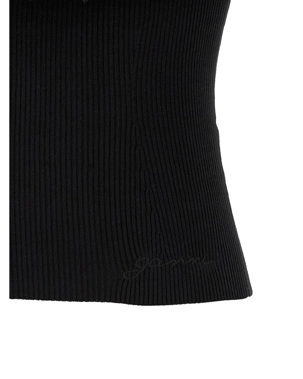 Ganni Black 'Melange Knit' Top