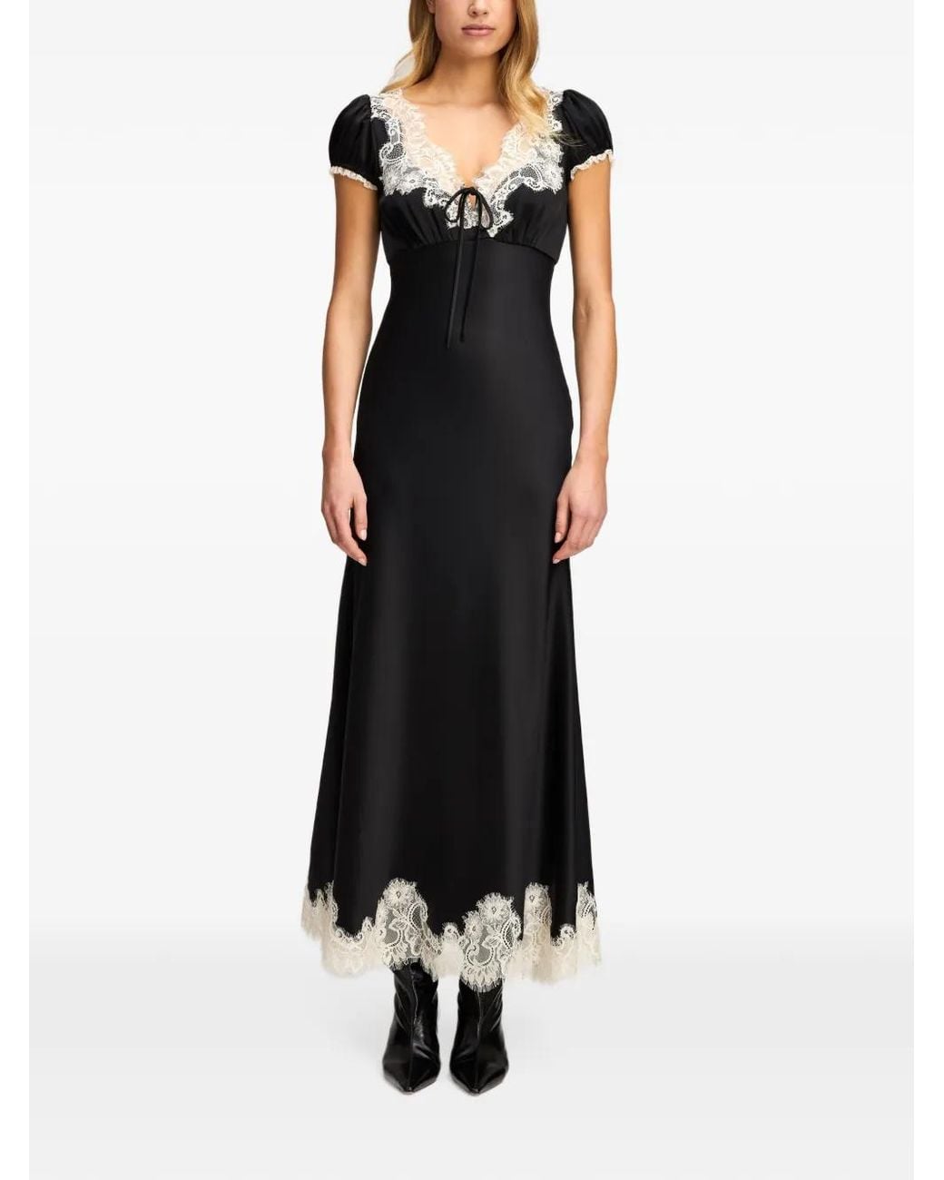 Cinq À Sept Black Sienne Lace-Trim Maxi Dress