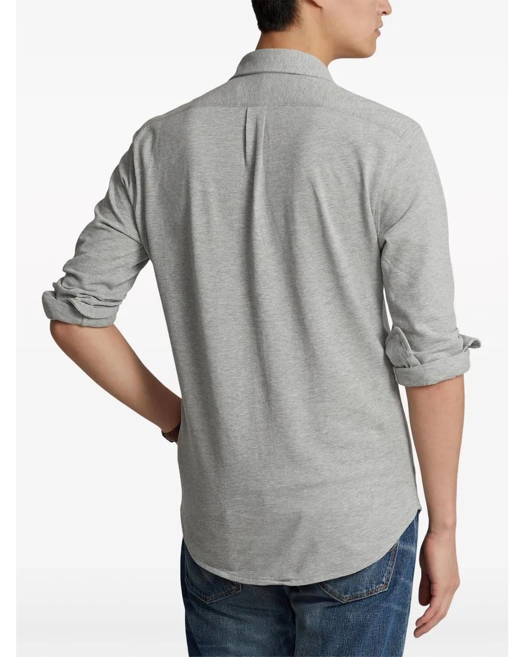 Polo Ralph Lauren Gray Logo Embroidered Button-Down Shirt for men