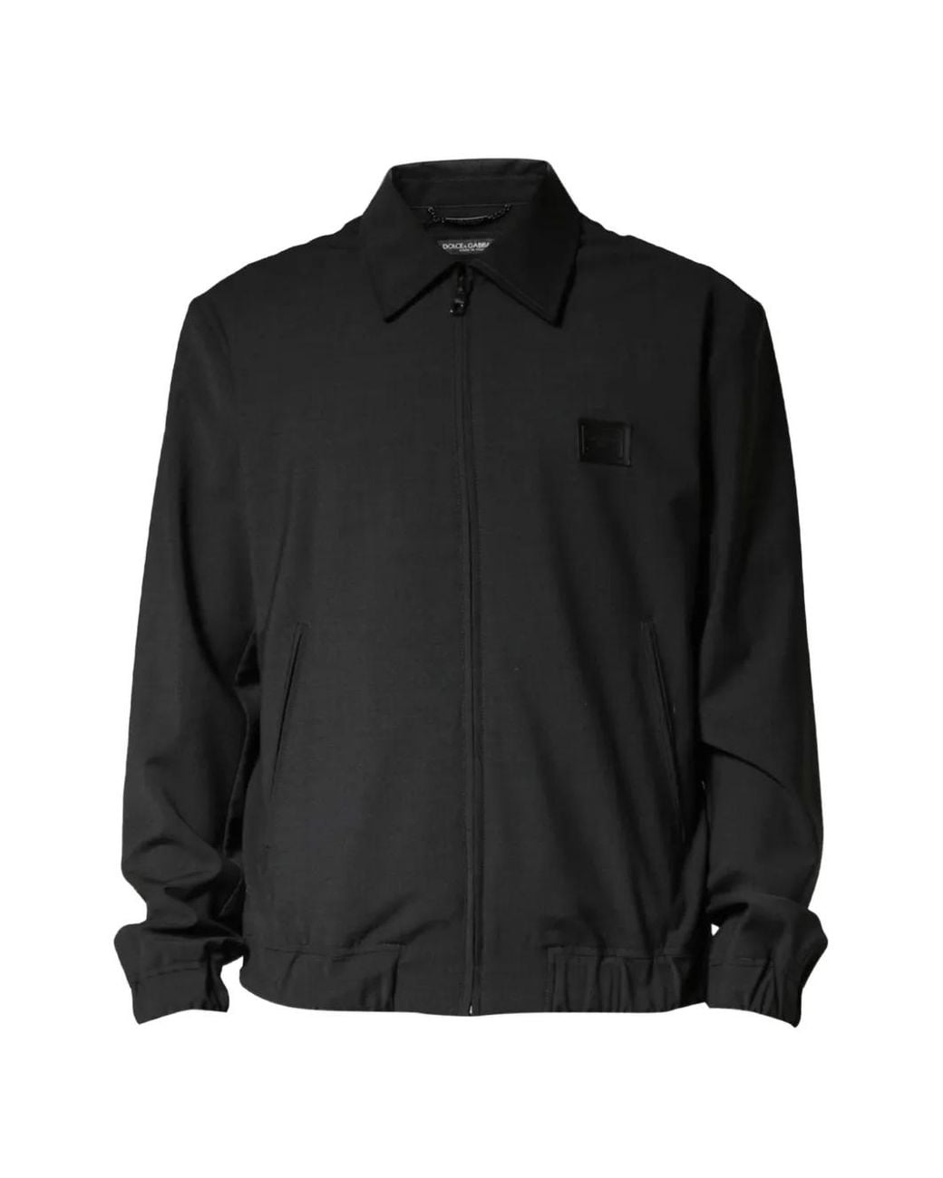 Dolce & Gabbana Black Logo-Patch Bomber Jacket for men