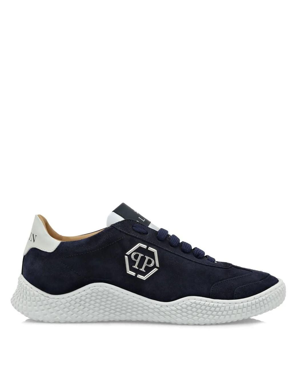 Philipp Plein Blue Logo-Plaque Suede Sneakers