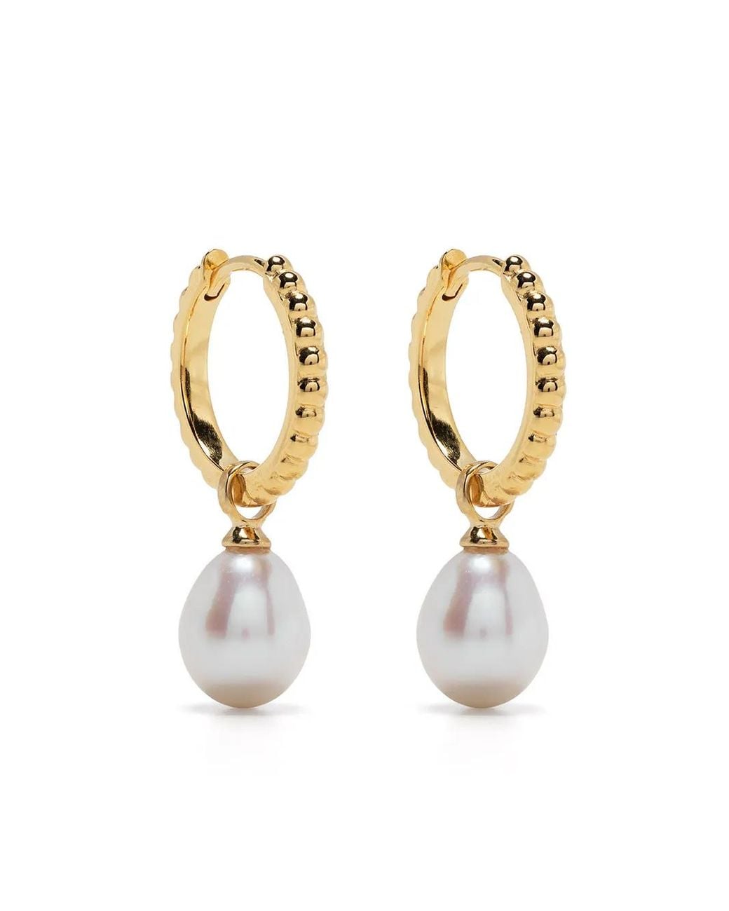 Dower & Hall White Timeless Oval Pearl Hoops