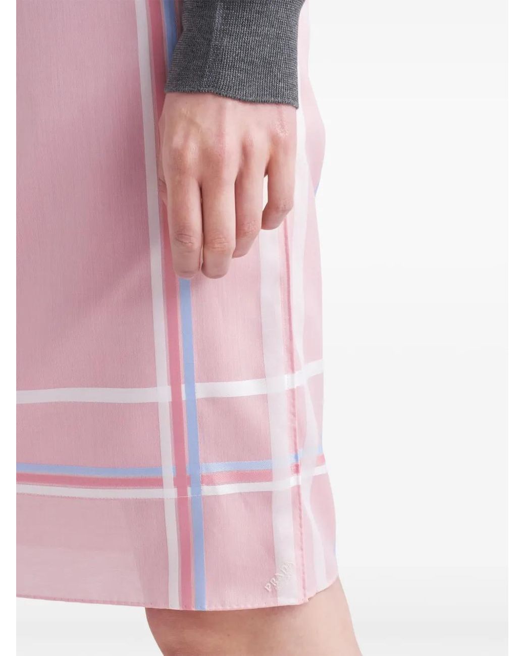 Prada Pink Checked Cotton Mini Skirt
