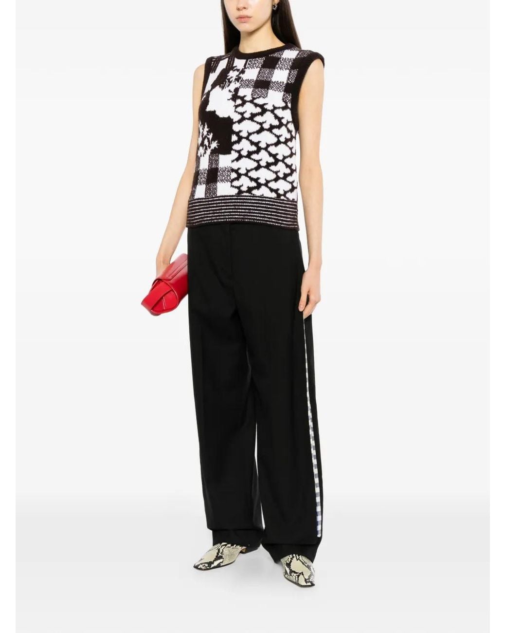 Loewe Black Checked-Tape Trousers
