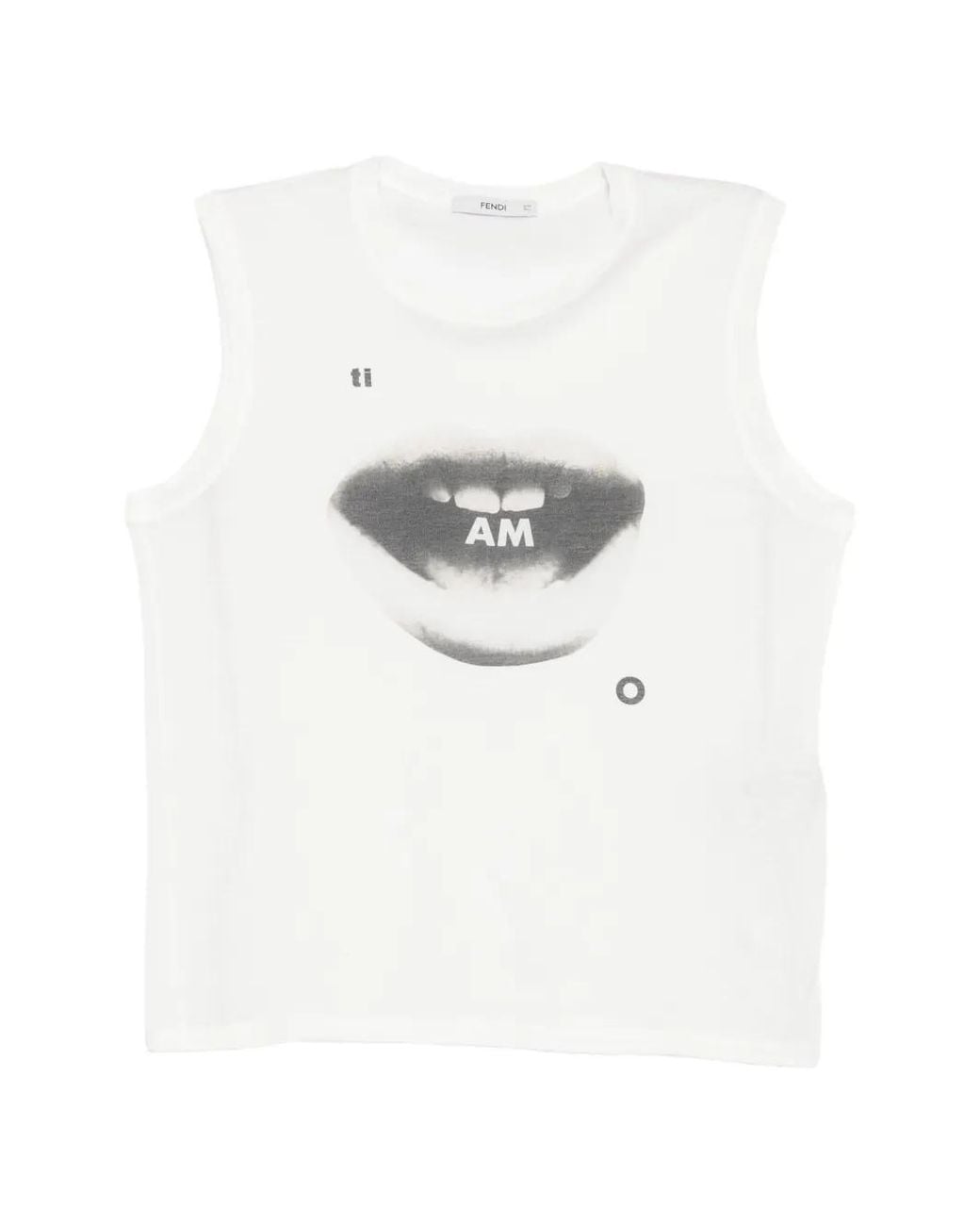 Fendi White Jersey Top With Ti Amo Print