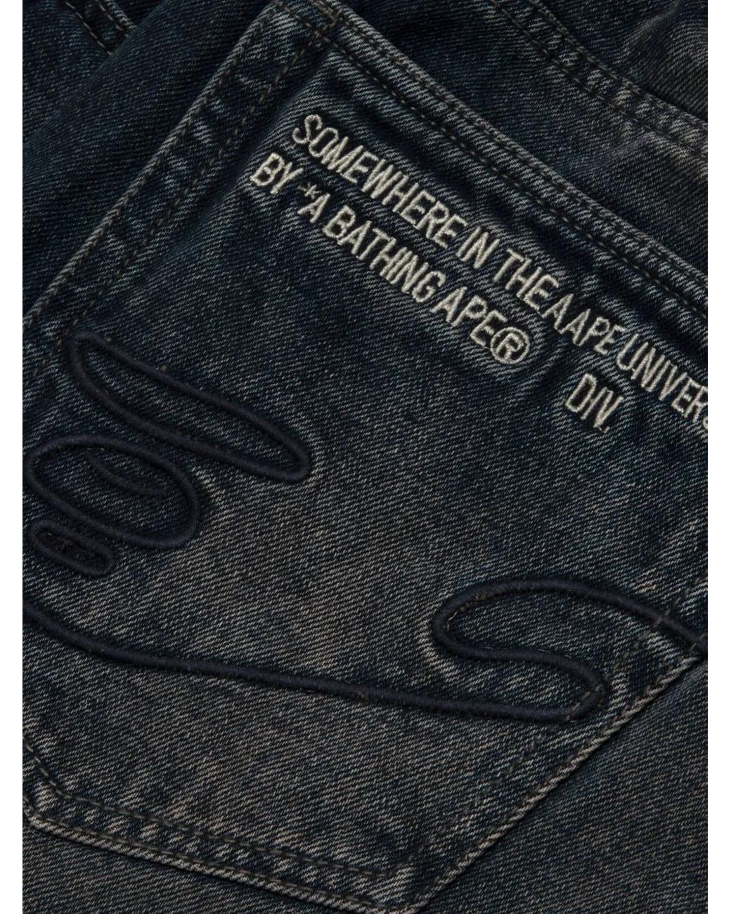Aape By A Bathing Ape Blue Logo-Patch Jeans for men