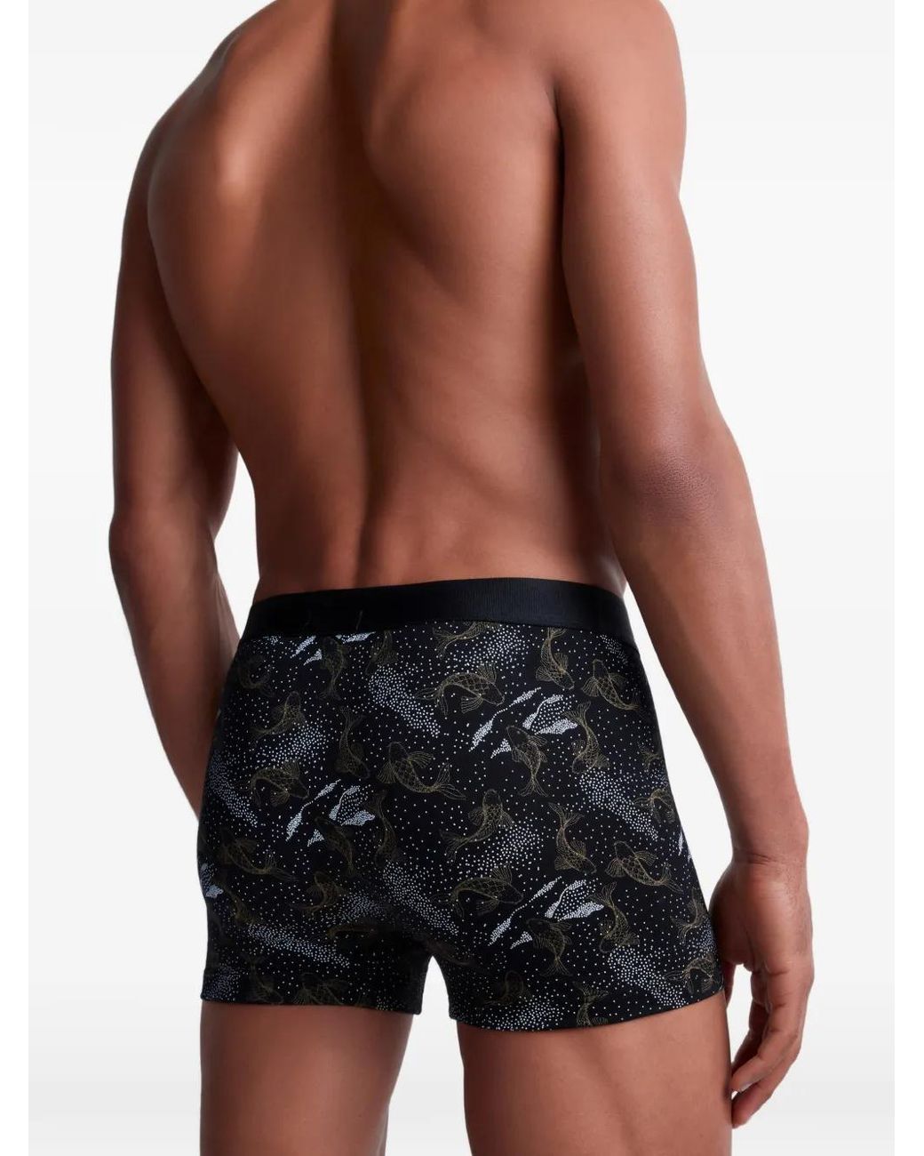 Aubade Black Koi-Print Trunks for men