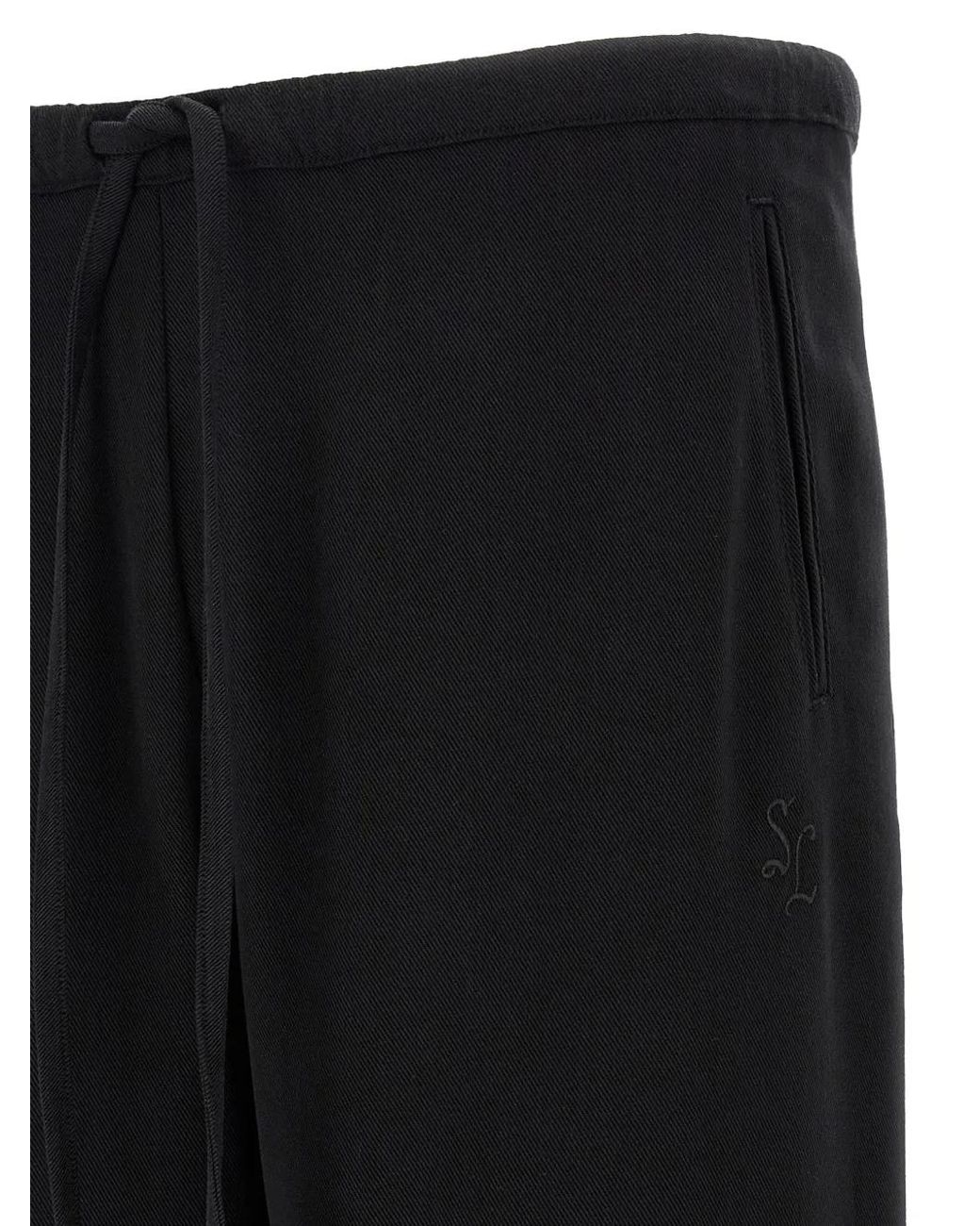 Second/Layer Black Team Drawstring Trousers for men