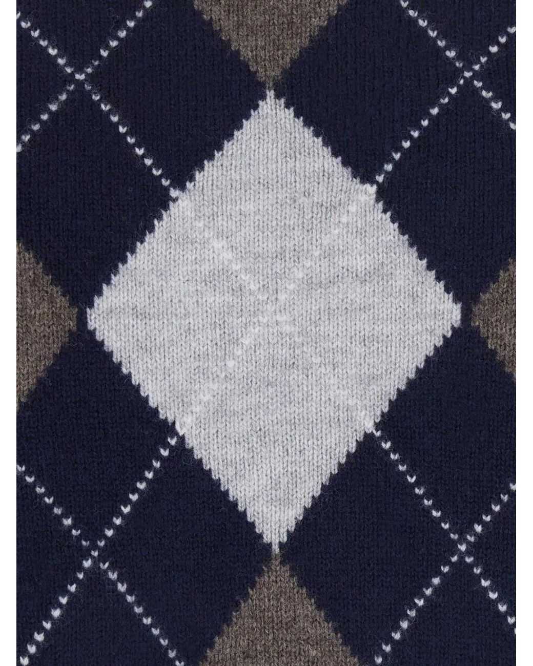 DUNST Blue Argyle Wool Sweater