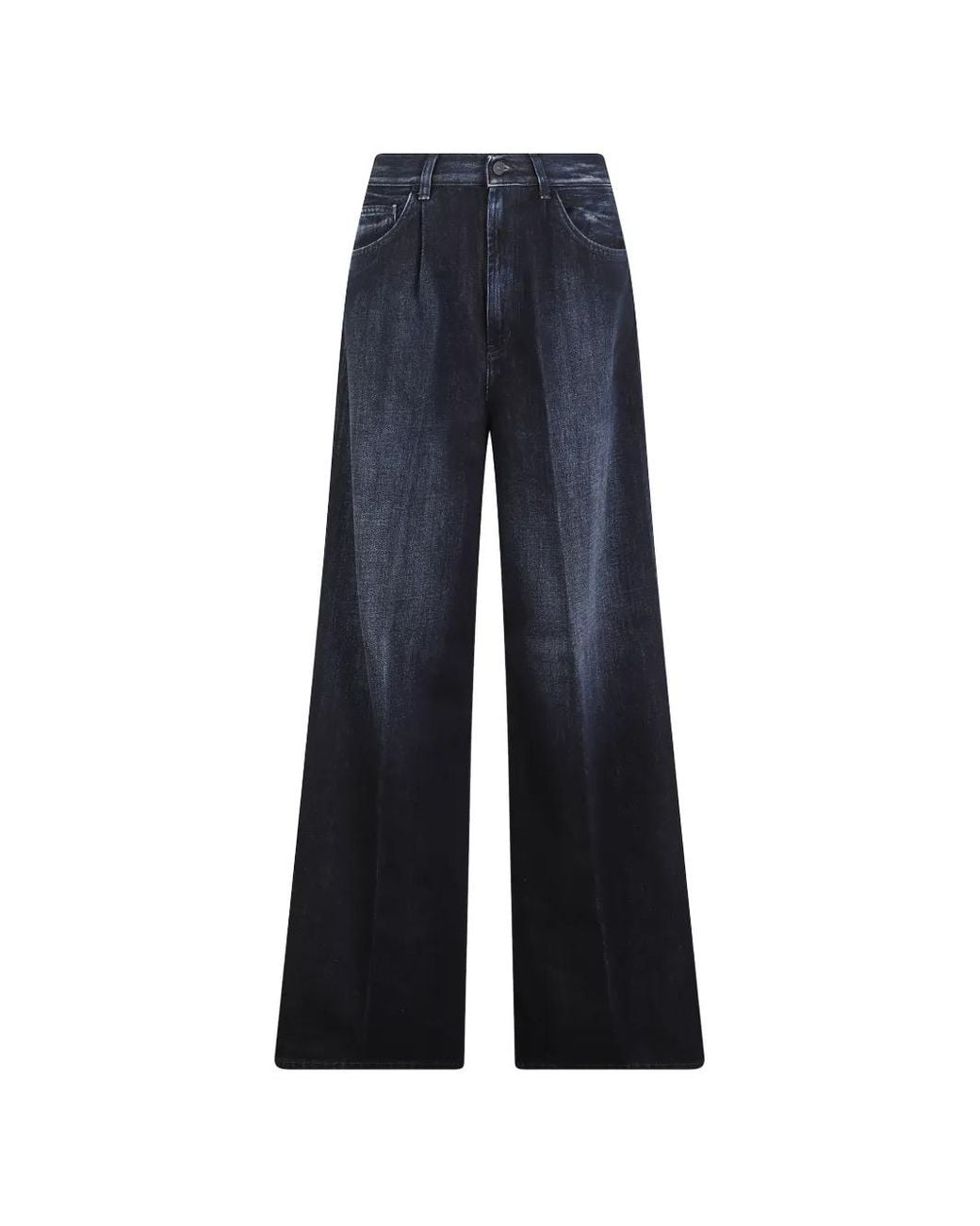 Dondup Blue Pleat-Detail Faded Jeans