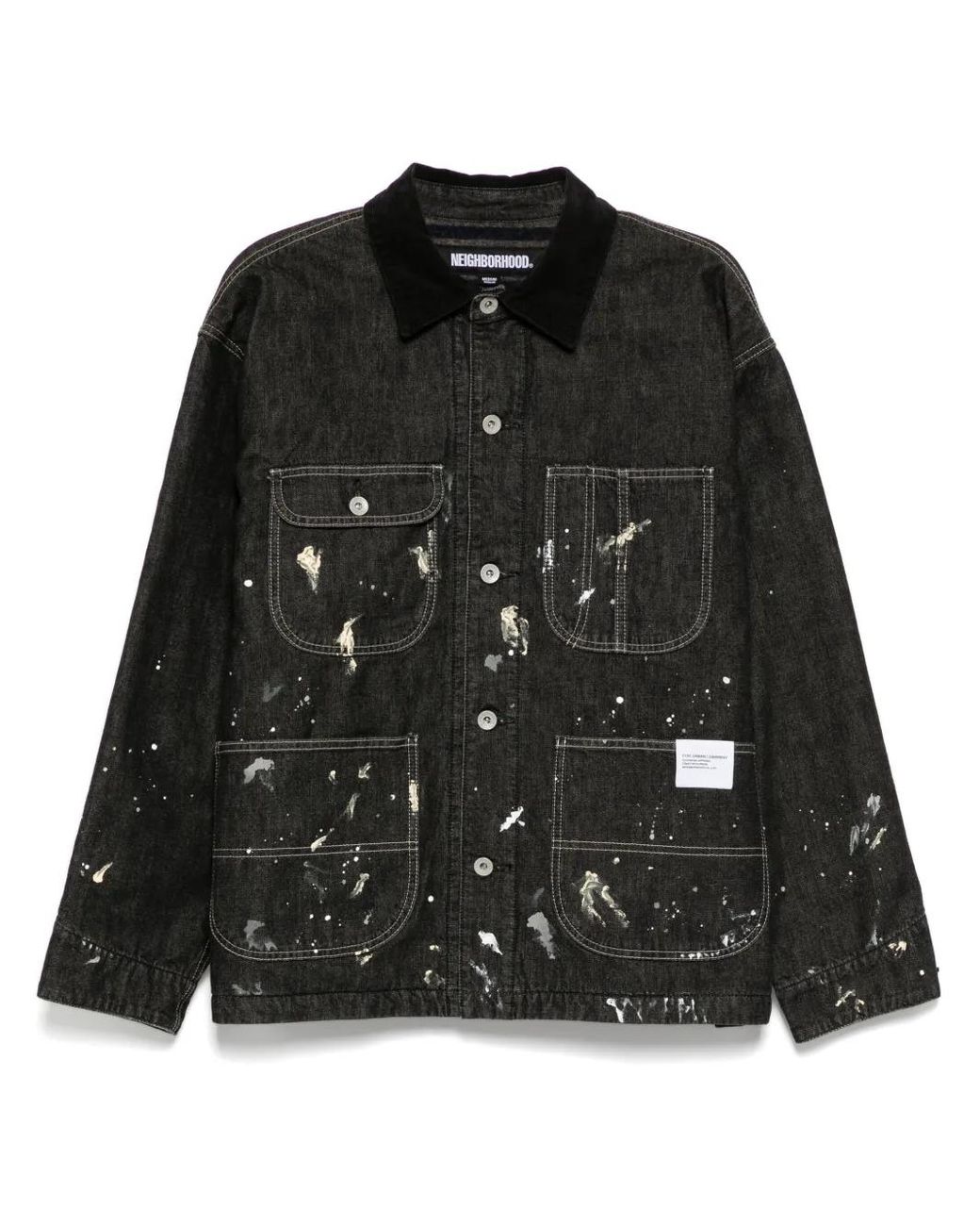 Neighborhood Black Corduroy-Collar Washed-Coverall Jacket for men