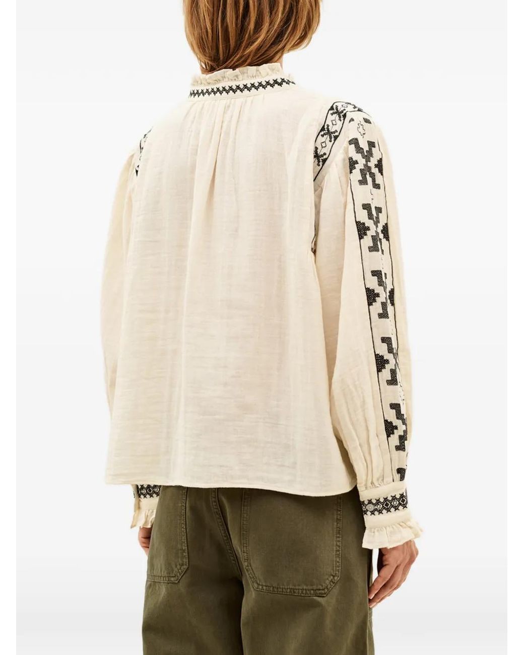 Ba&sh Natural Bestickte Pidma Bluse Mit Rüschen