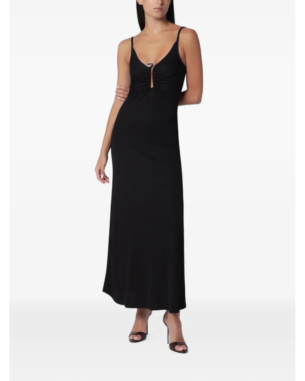 Christopher Esber Black Droplet Crystal-Clasp Cami Maxi Dress