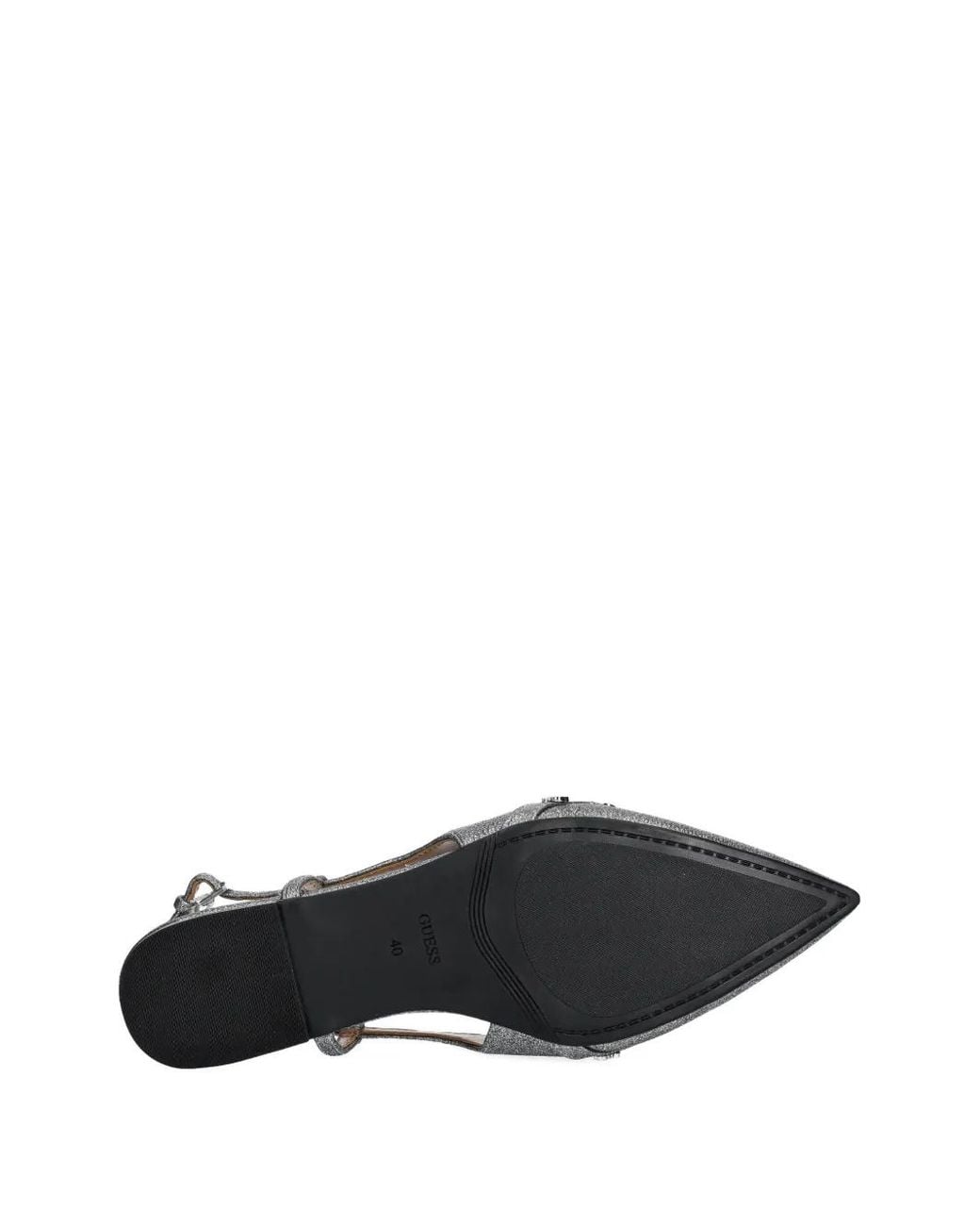 Guess White Metallic-Effect Slingback Ballet Flats