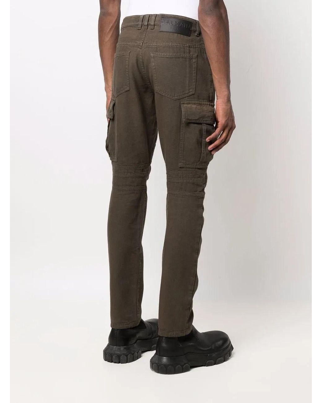 Balmain Gray Skinny-Fit Cargo Trousers for men