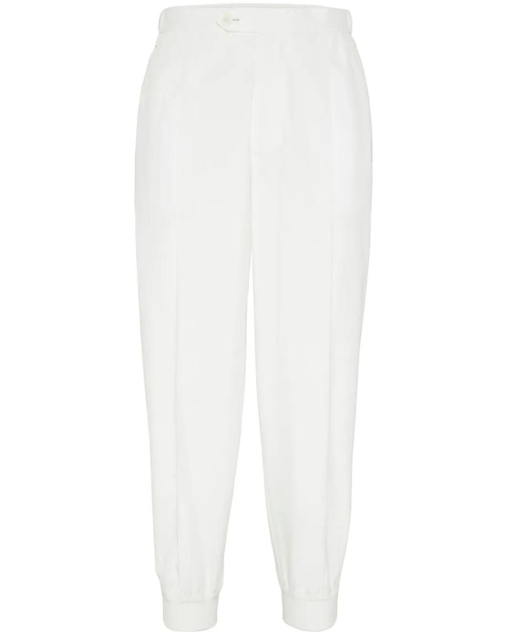Brunello Cucinelli White Nylon Trousers for men