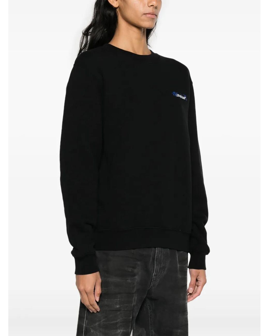 Off-White c/o Virgil Abloh Black Arrows Floral-Embroidered Cotton Sweatshirt