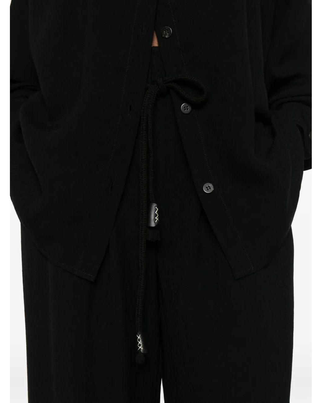 Nanushka Black High-Waist Belt Trousers