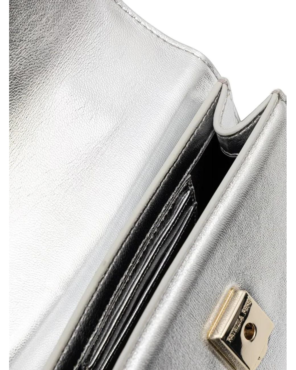 Patrizia Pepe White Fly Bamby Metallic Leather Shoulder Bag
