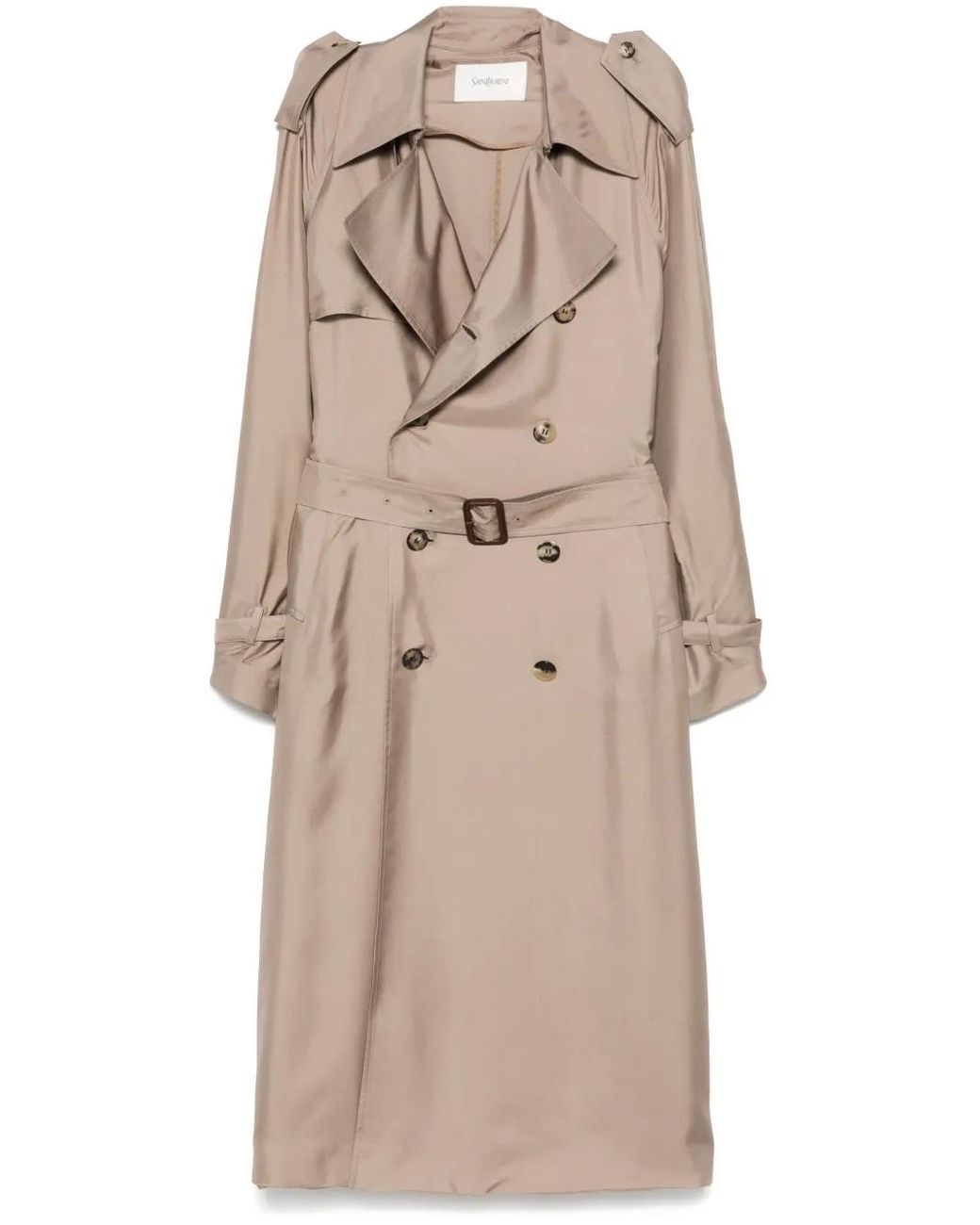 コート Saint Laurent Silk Trench Coat SAINT LAURENT - Belted Silk-Satin Trench Coat - Black Saint