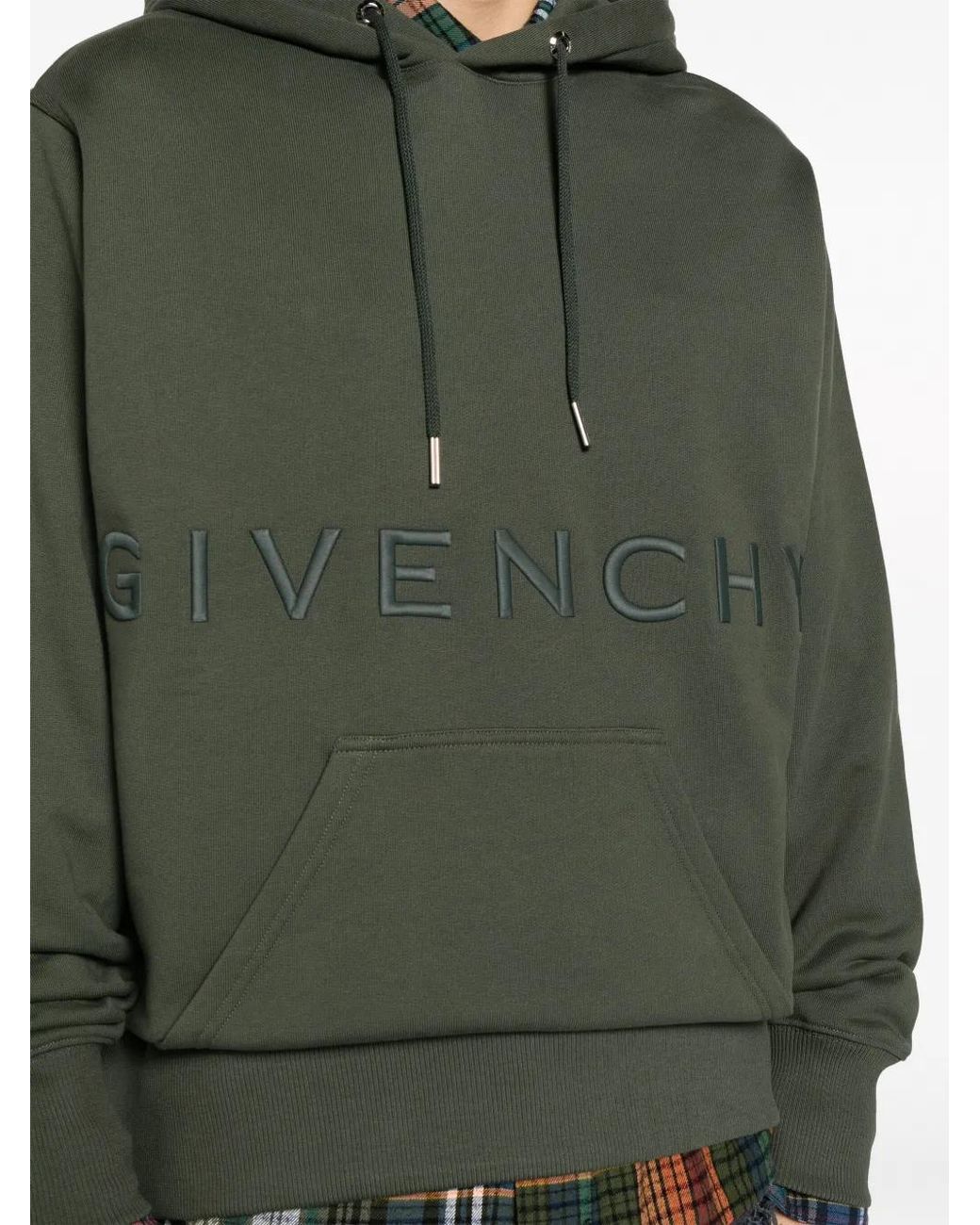 Givenchy Green 4G-Embroidered Cotton Hoodie for men