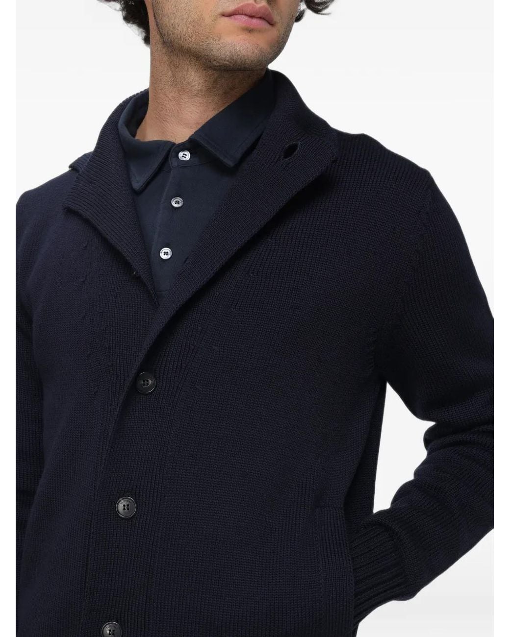 Zanone Blue Kobe Button-Up Cardigan for men