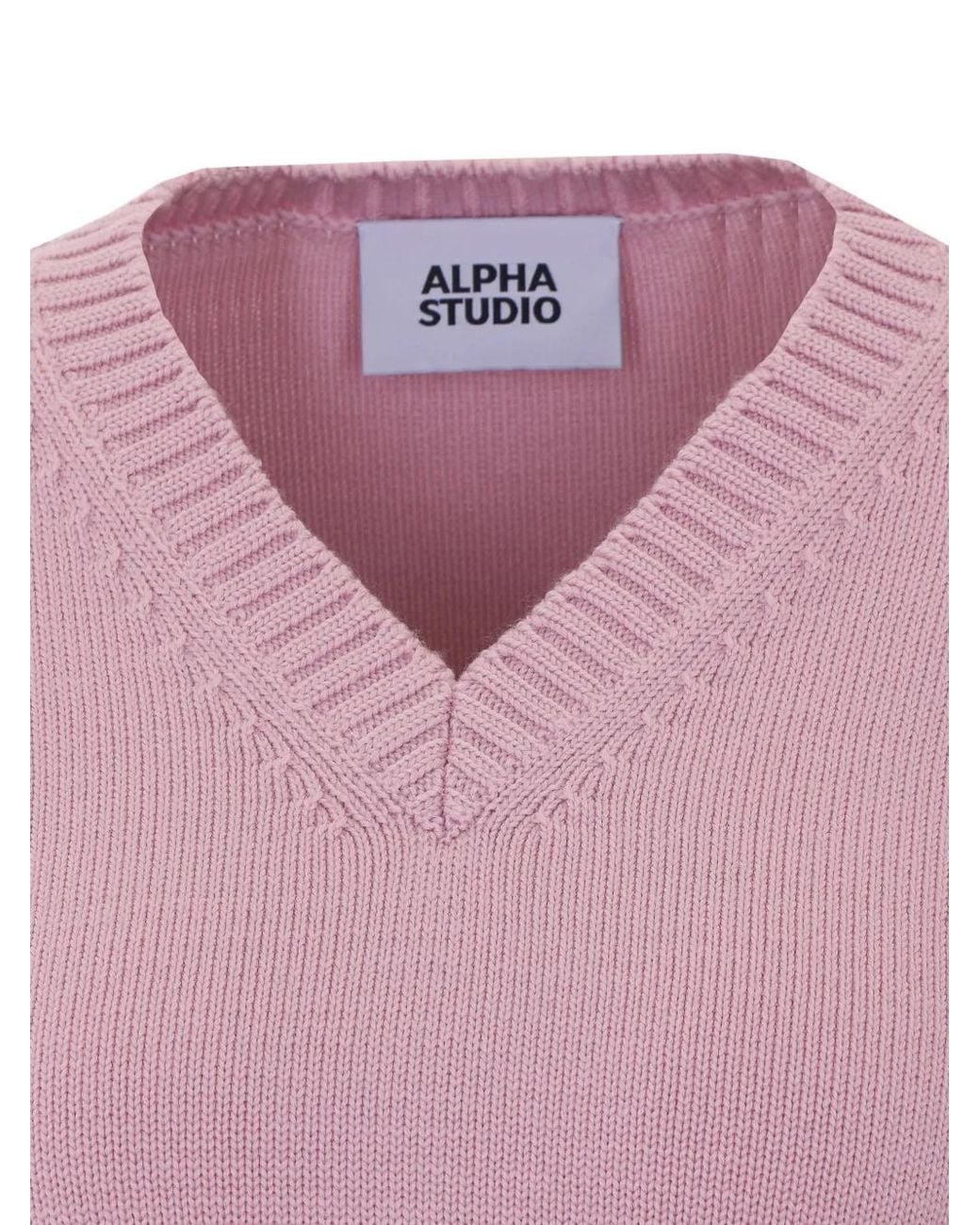 Alpha Studio Pink V-Neck Sweater